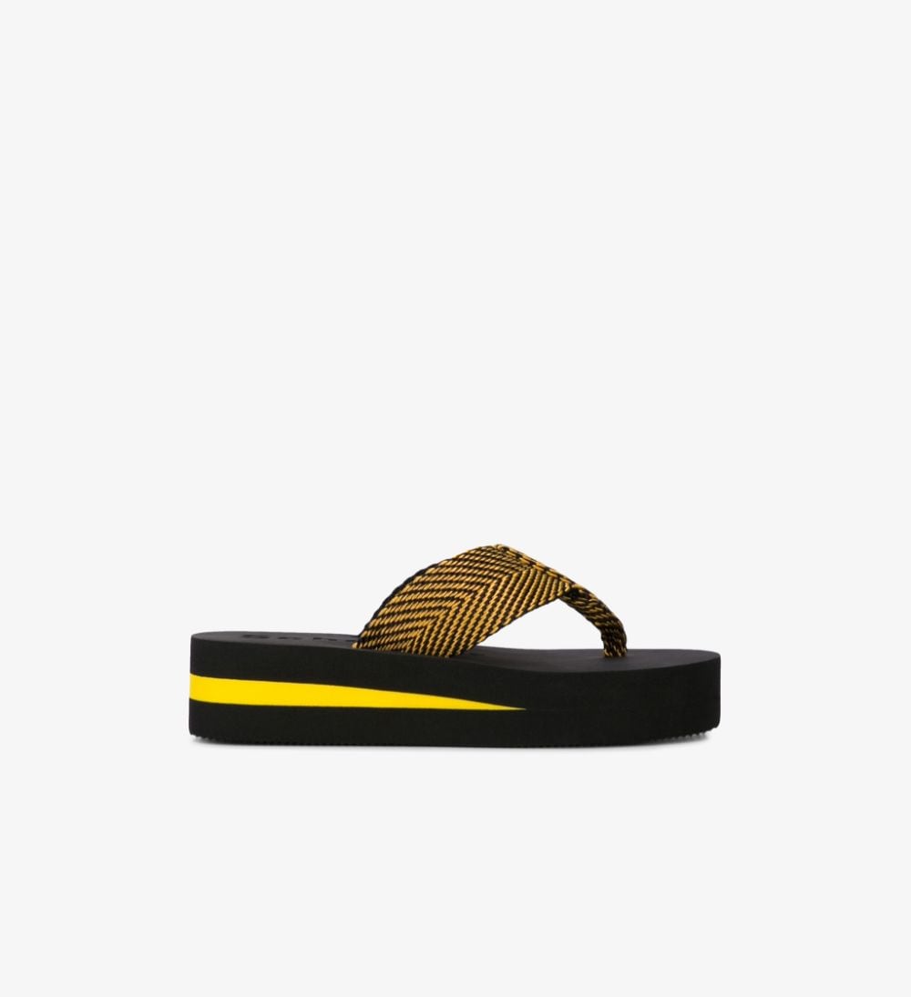 yellow platform flip flops