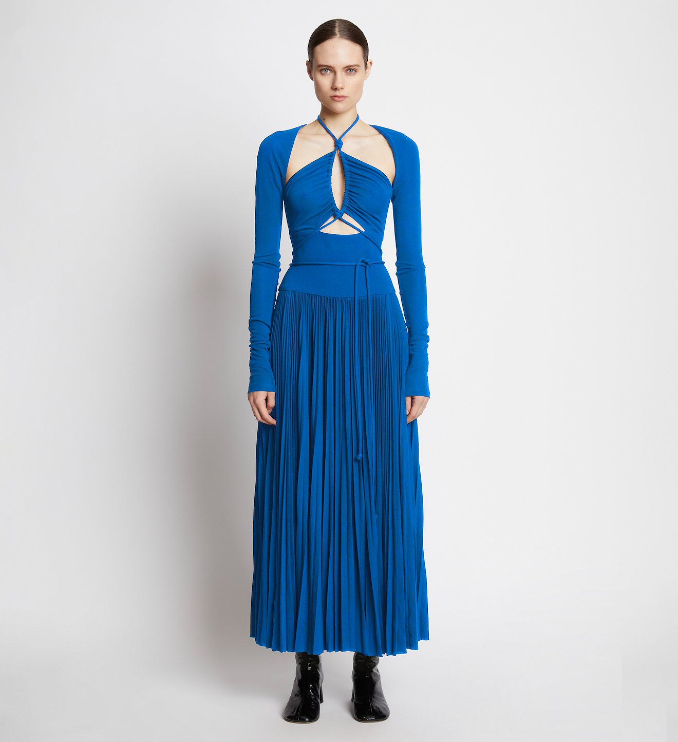 Pleated Matte Jersey Halter Dress