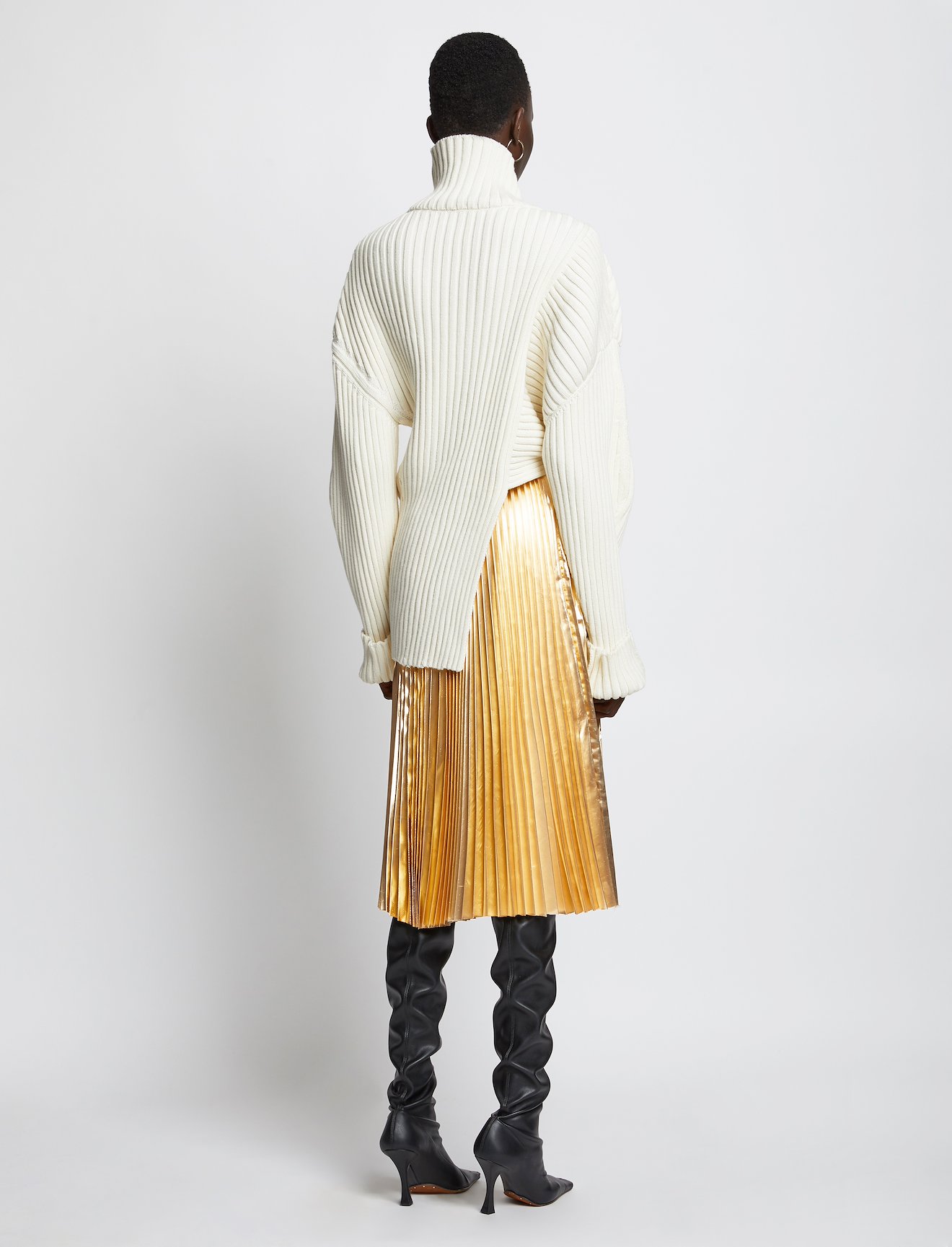Pleated Metallic Poplin Skirt #2
