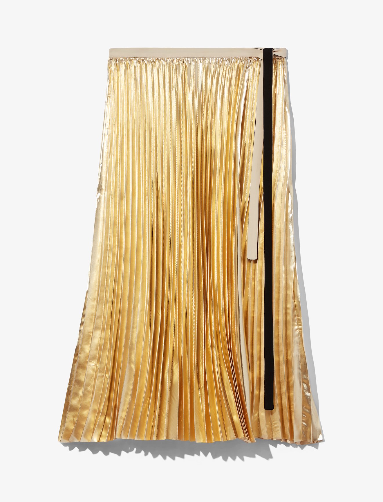 Pleated Metallic Poplin Skirt #4