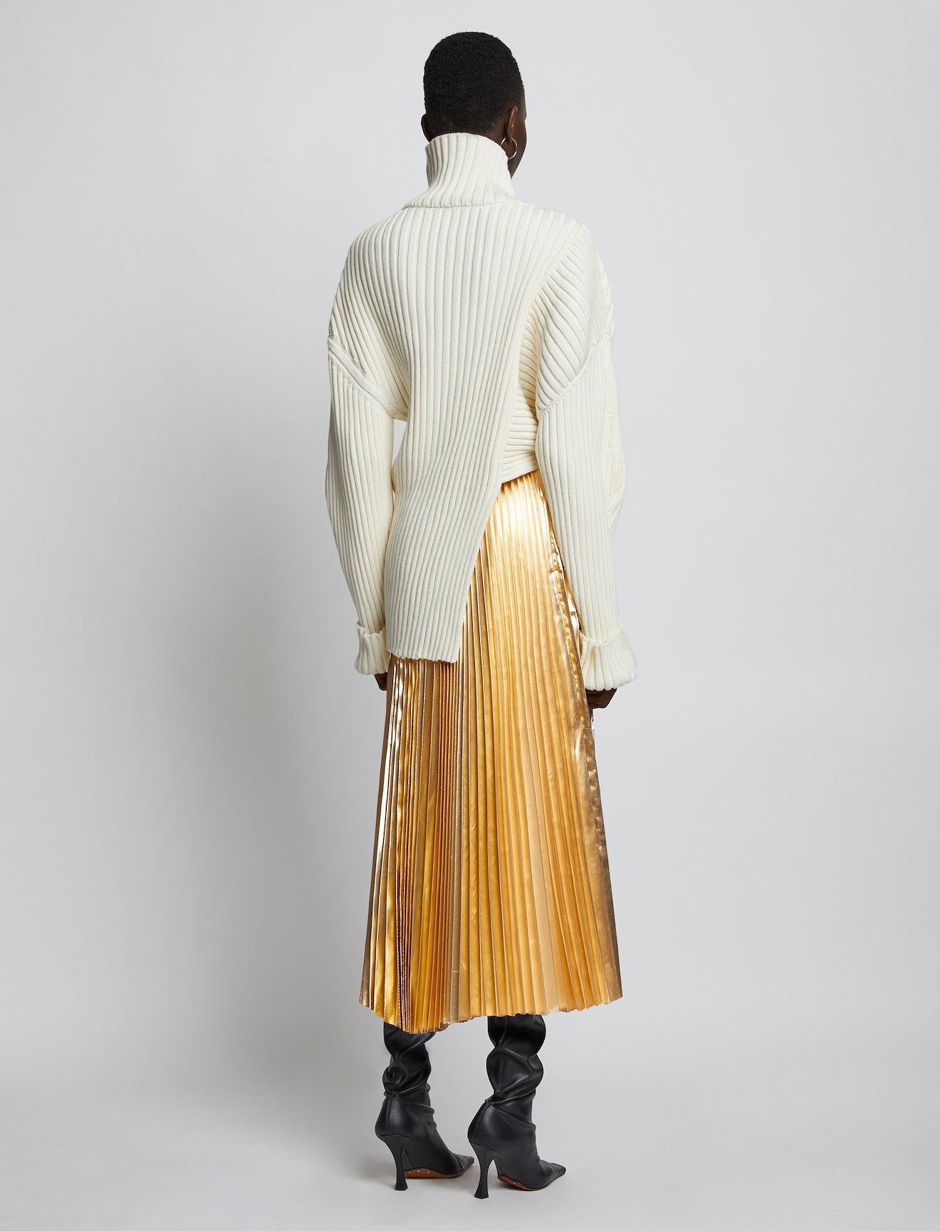 Pleated Metallic Poplin Skirt #2