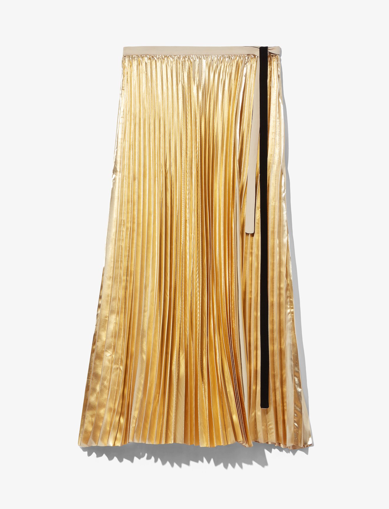 Pleated Metallic Poplin Skirt #4