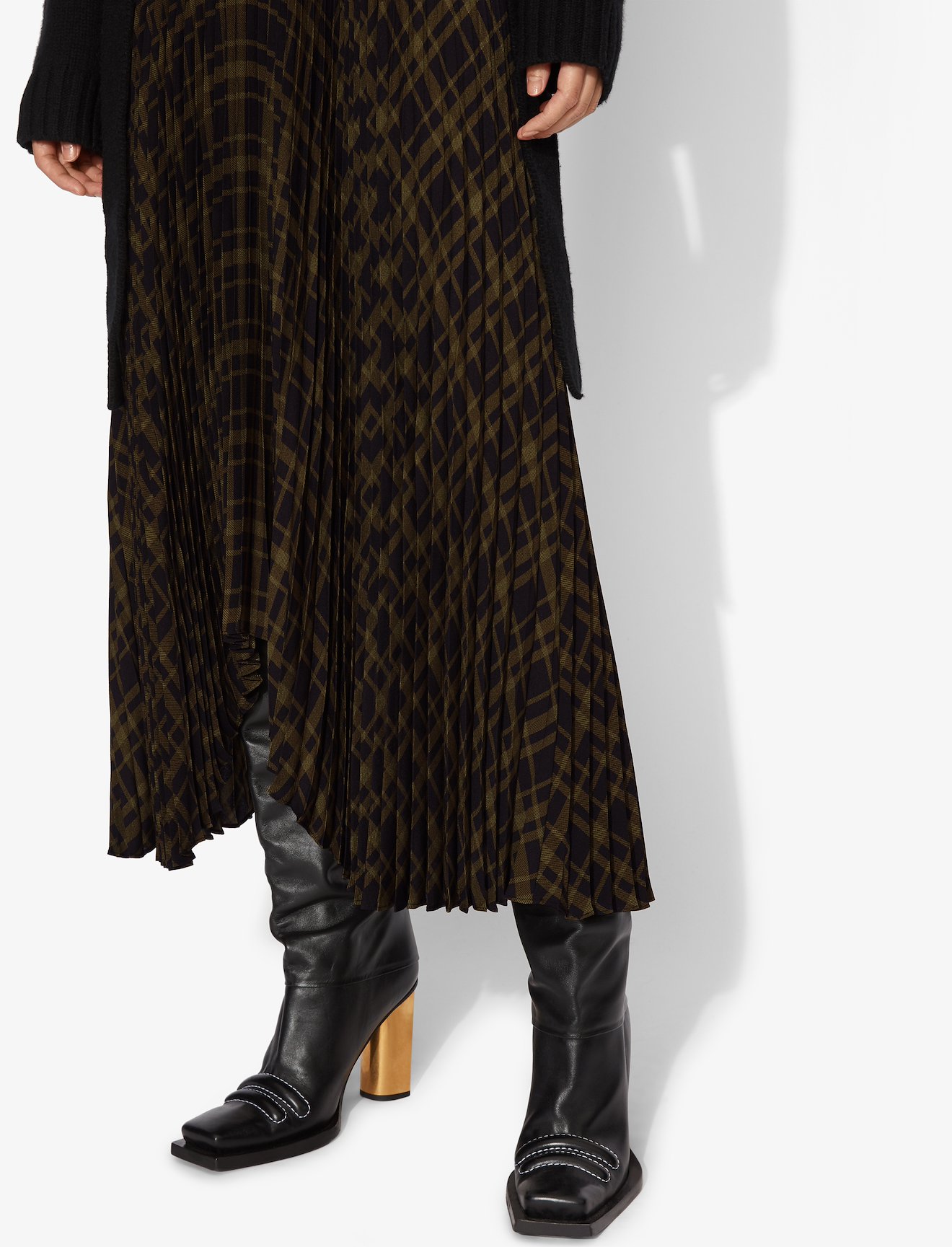 Pleated Plaid Chiffon Skirt #3