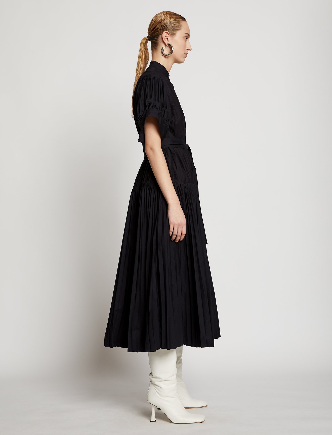Pleated Poplin Belted Dress #1