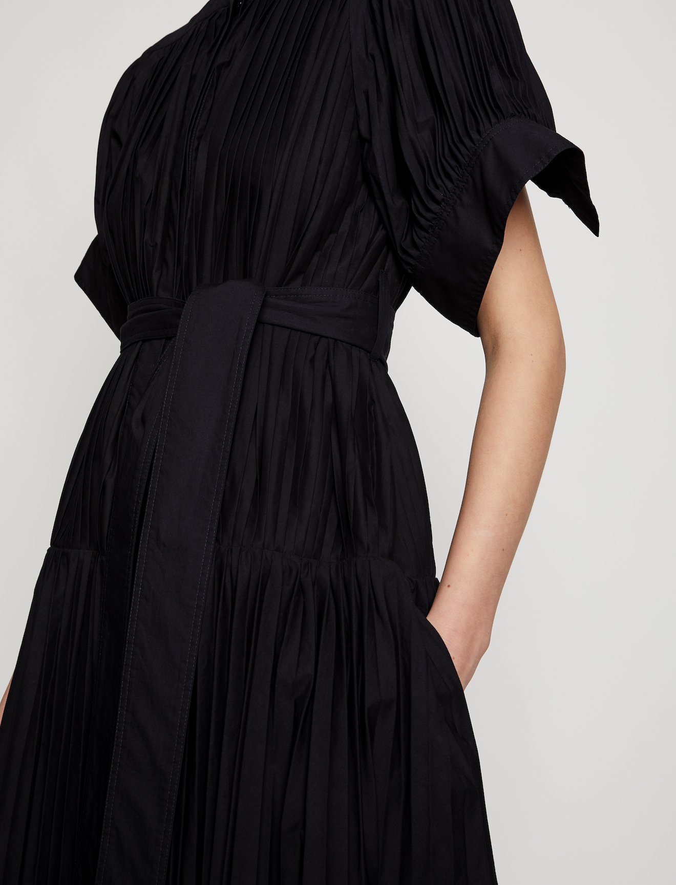 Pleated Poplin Belted Dress #3