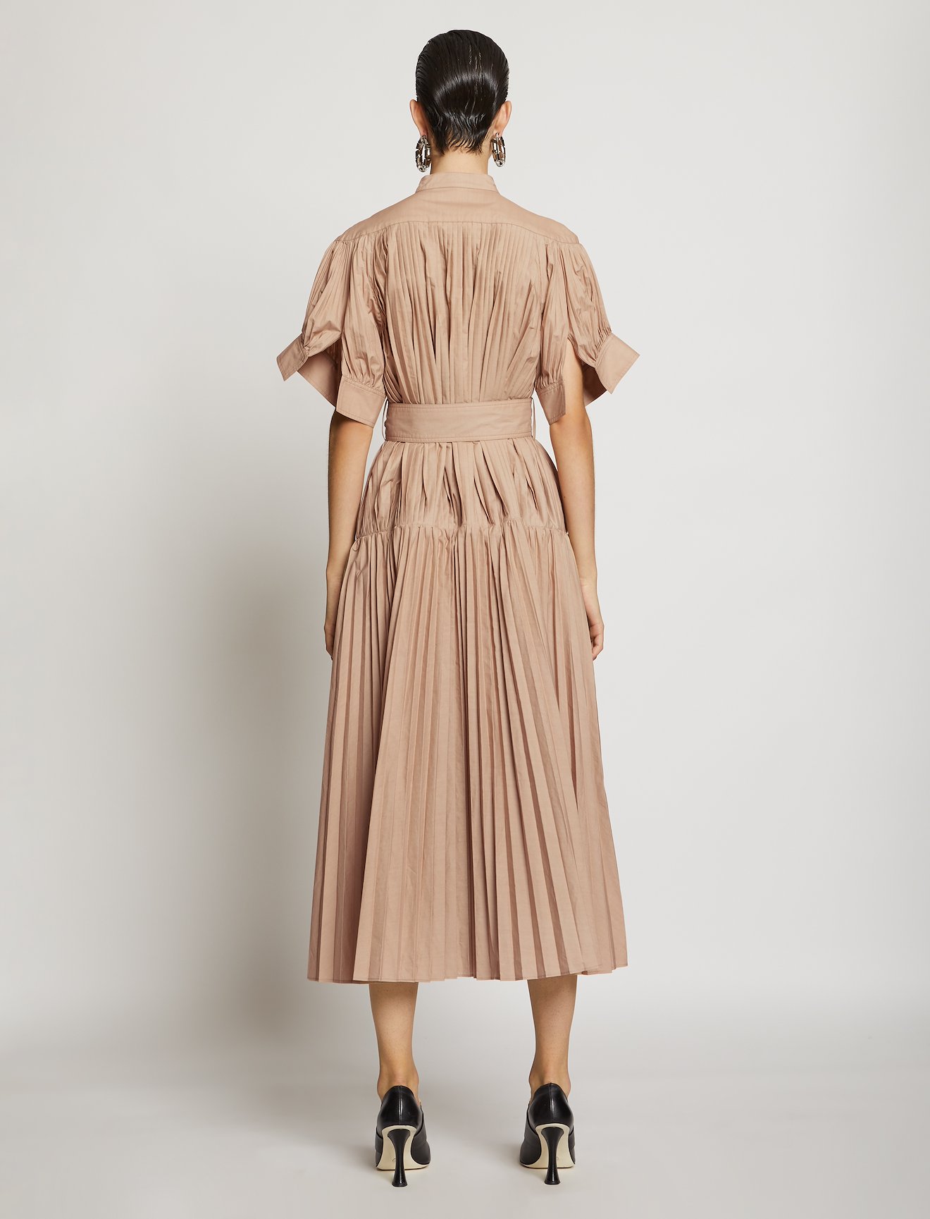 Pleated Poplin Belted Dress #2