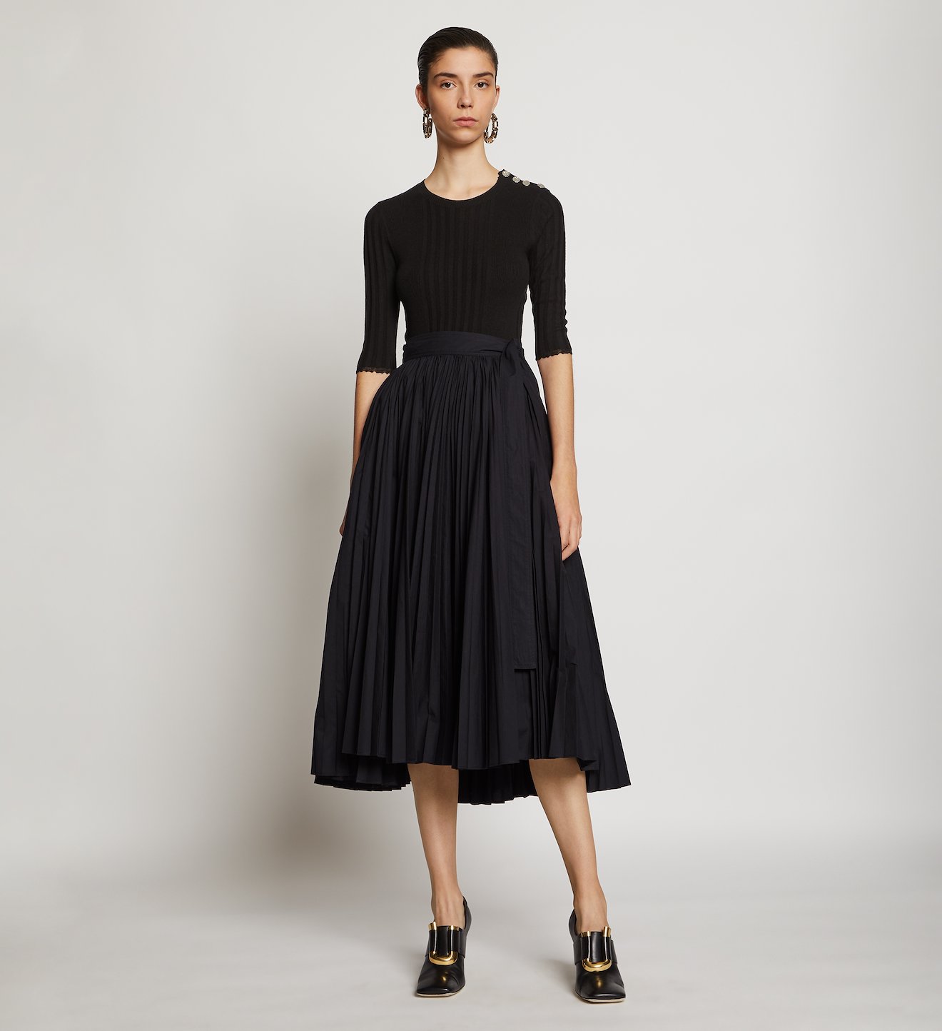 Pleated Poplin Wrap Skirt