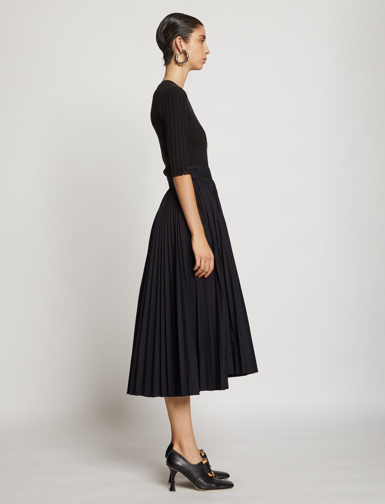 Pleated Poplin Wrap Skirt #1