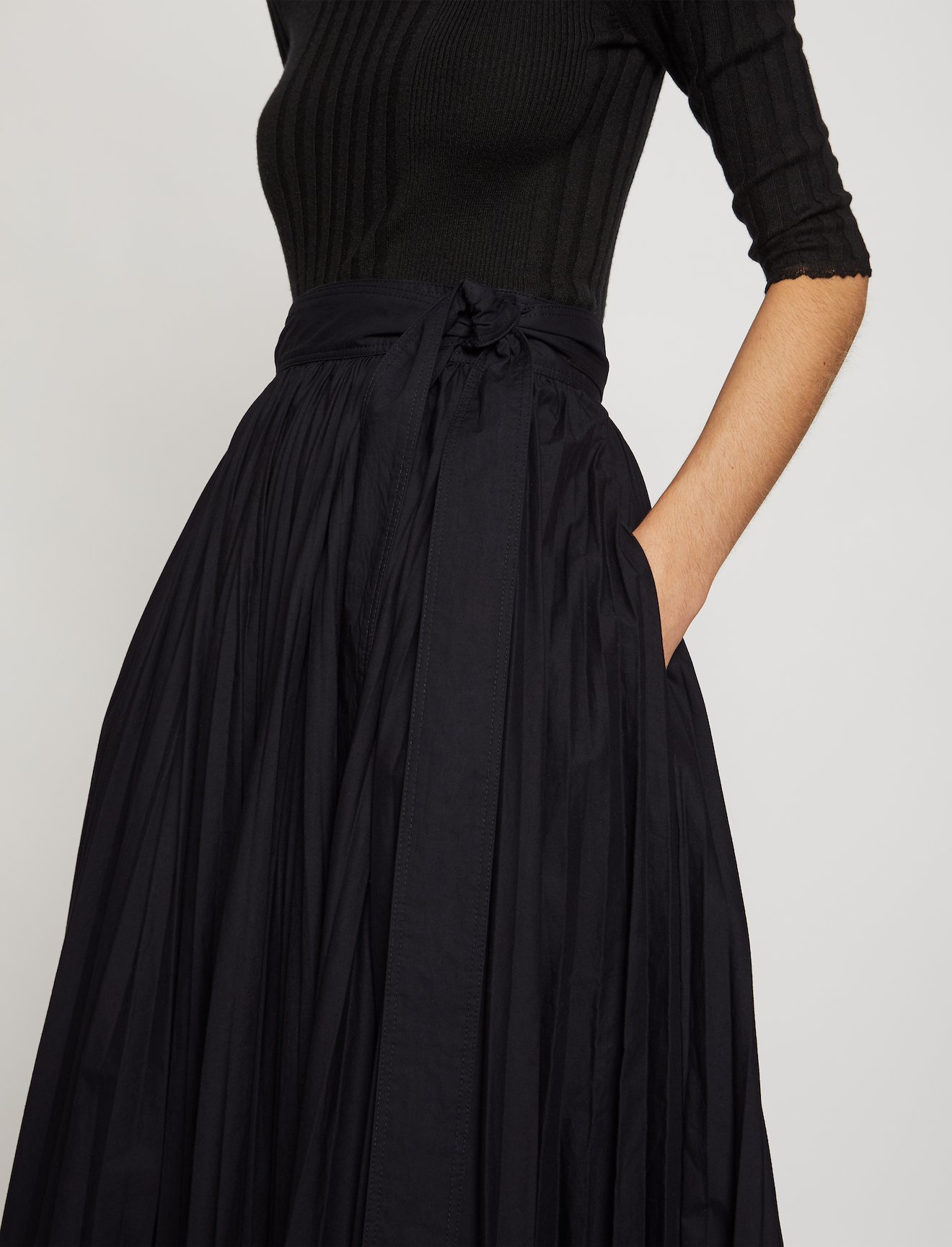 Pleated Poplin Wrap Skirt #3