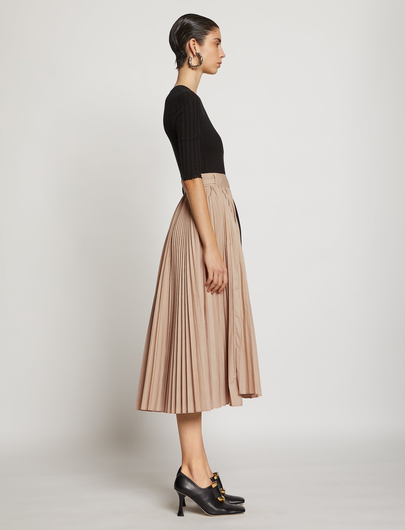 Pleated Poplin Wrap Skirt #1