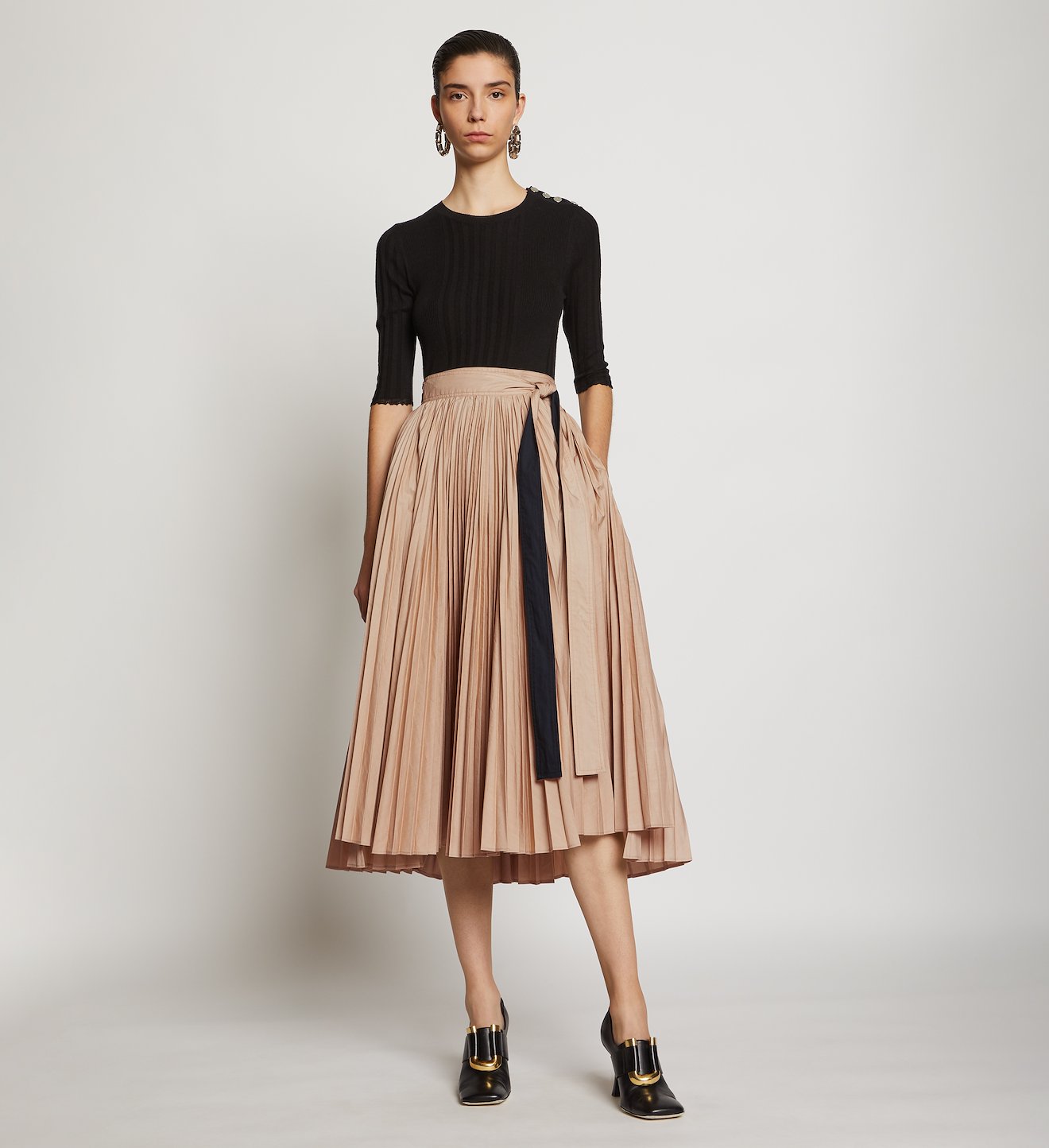 Pleated Poplin Wrap Skirt