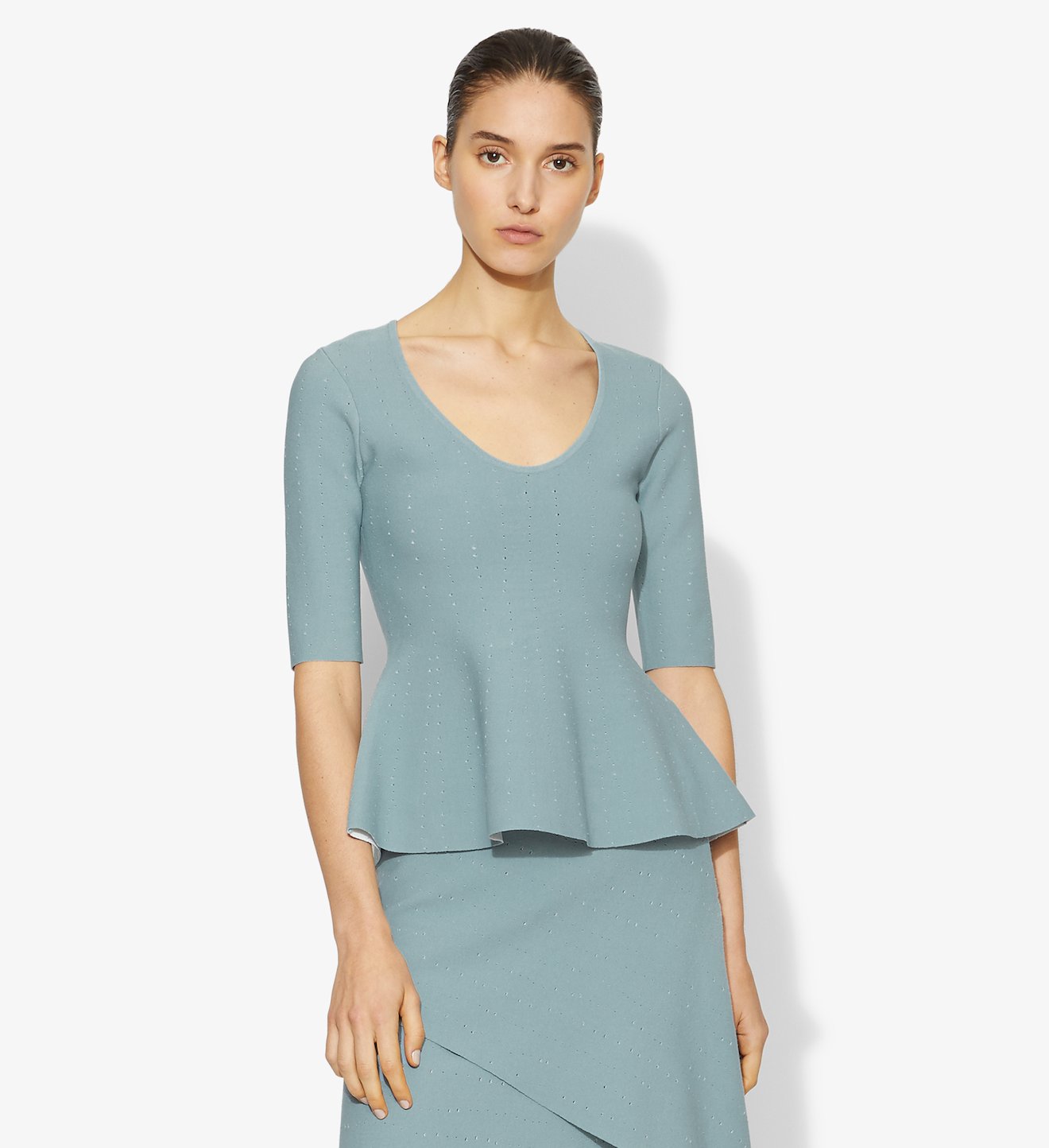Pointelle Scoop Neck Knit Top