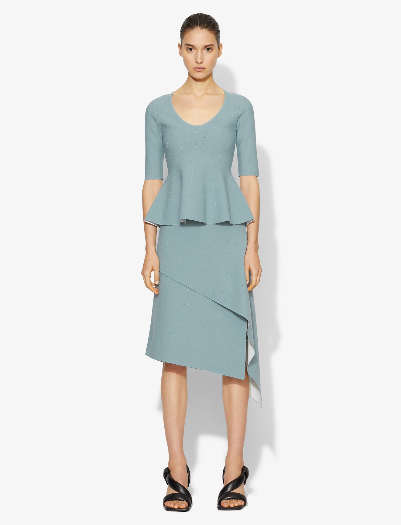 Pointelle Scoop Neck Knit Top #1