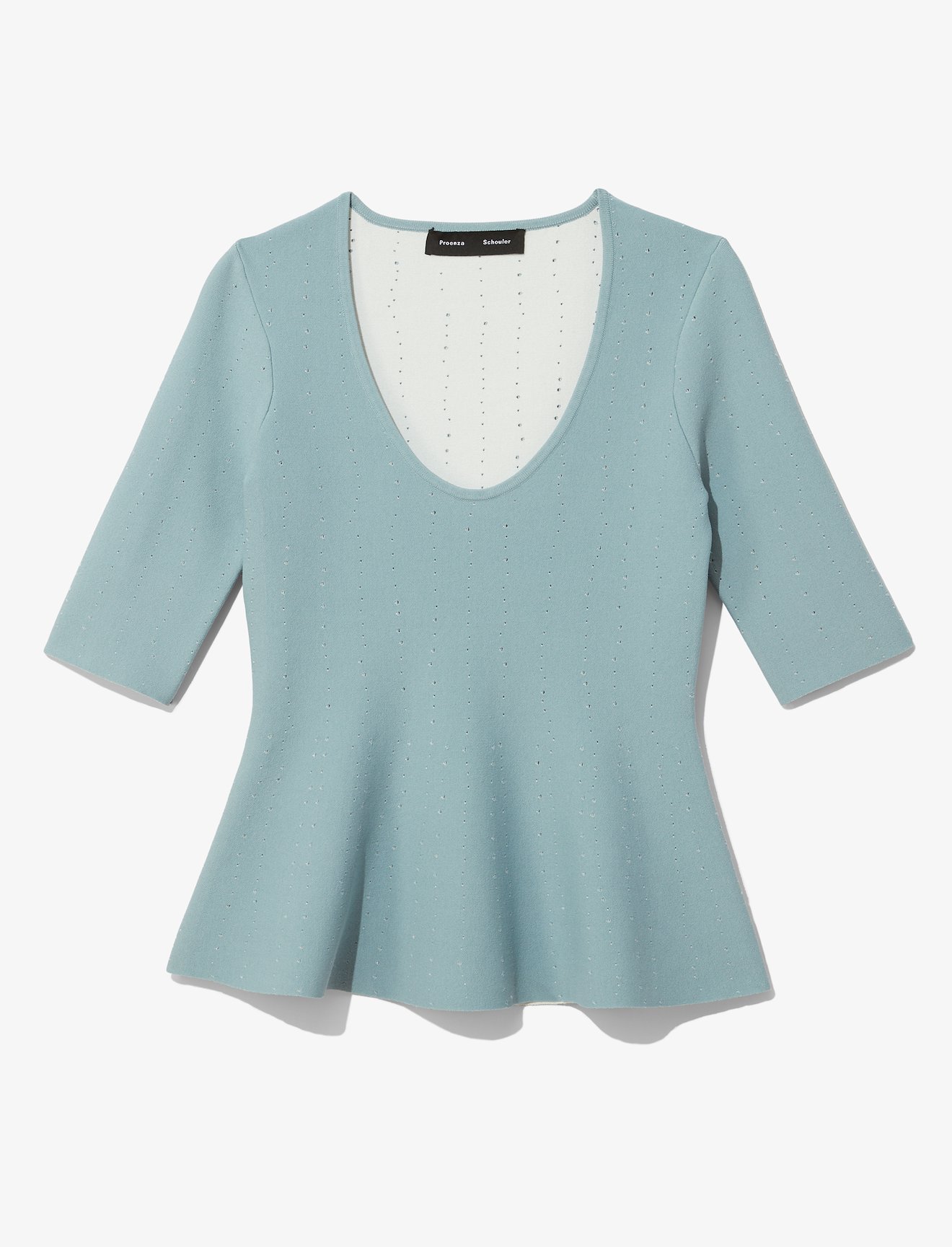Pointelle Scoop Neck Knit Top #4