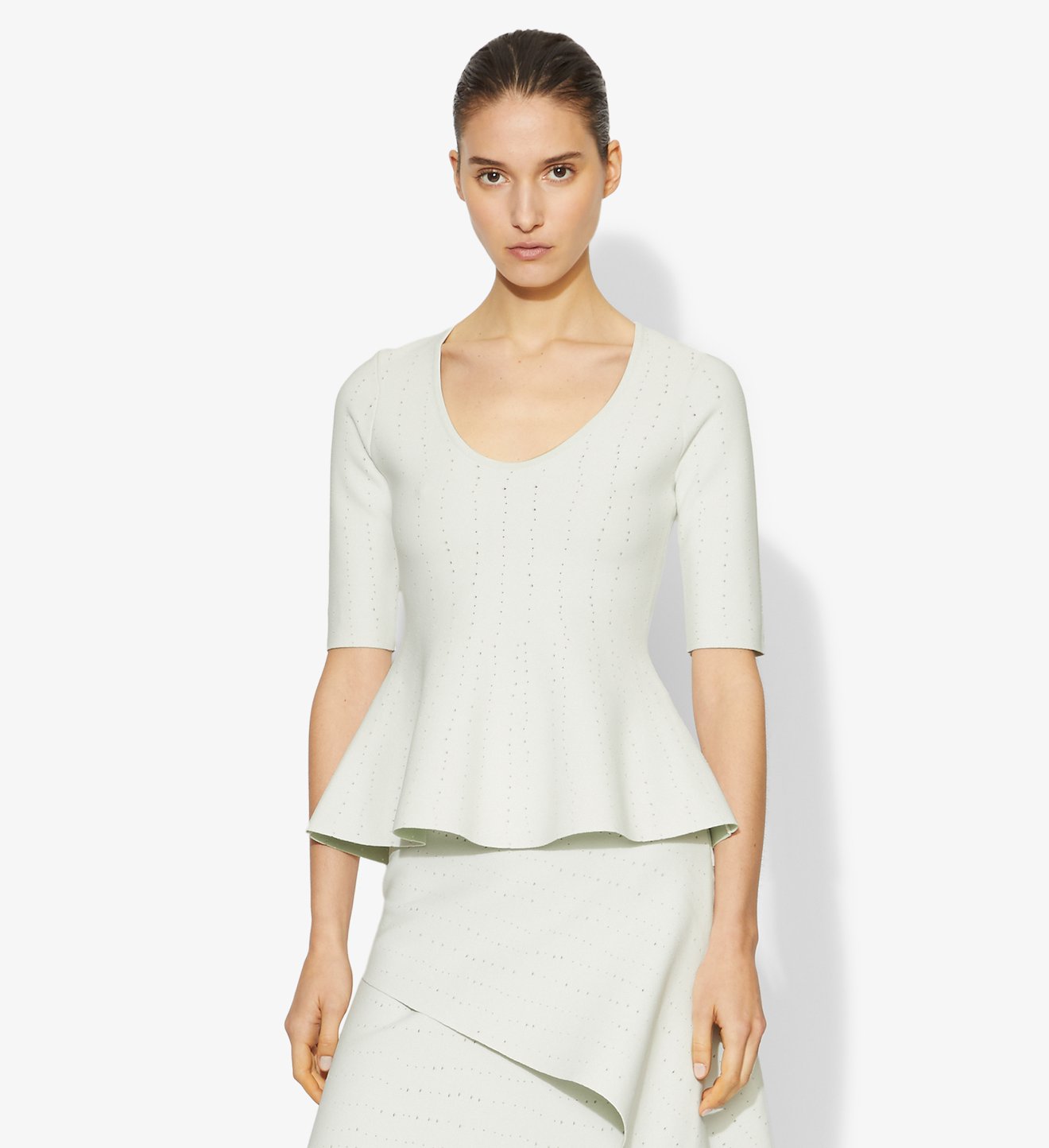 Pointelle Scoop Neck Knit Top