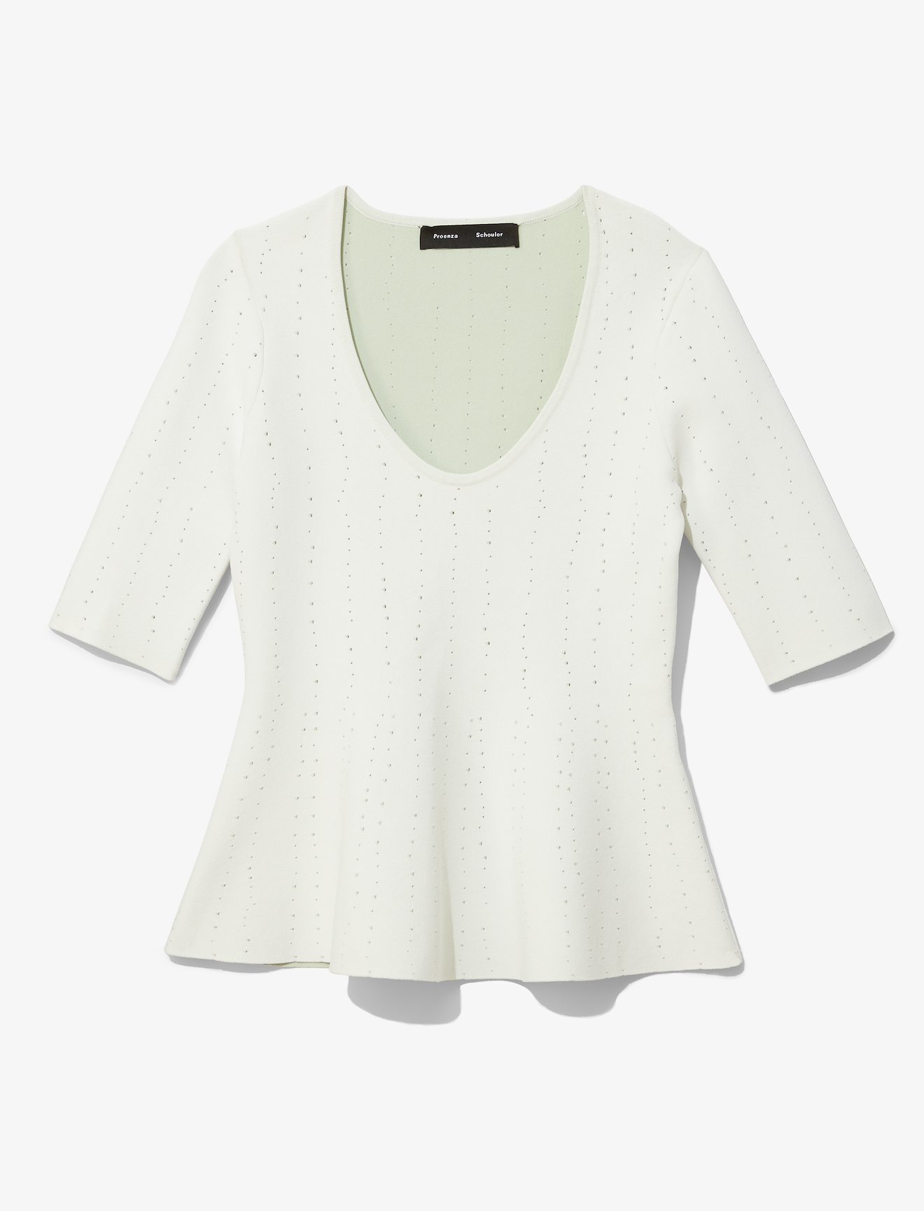 Pointelle Scoop Neck Knit Top #4