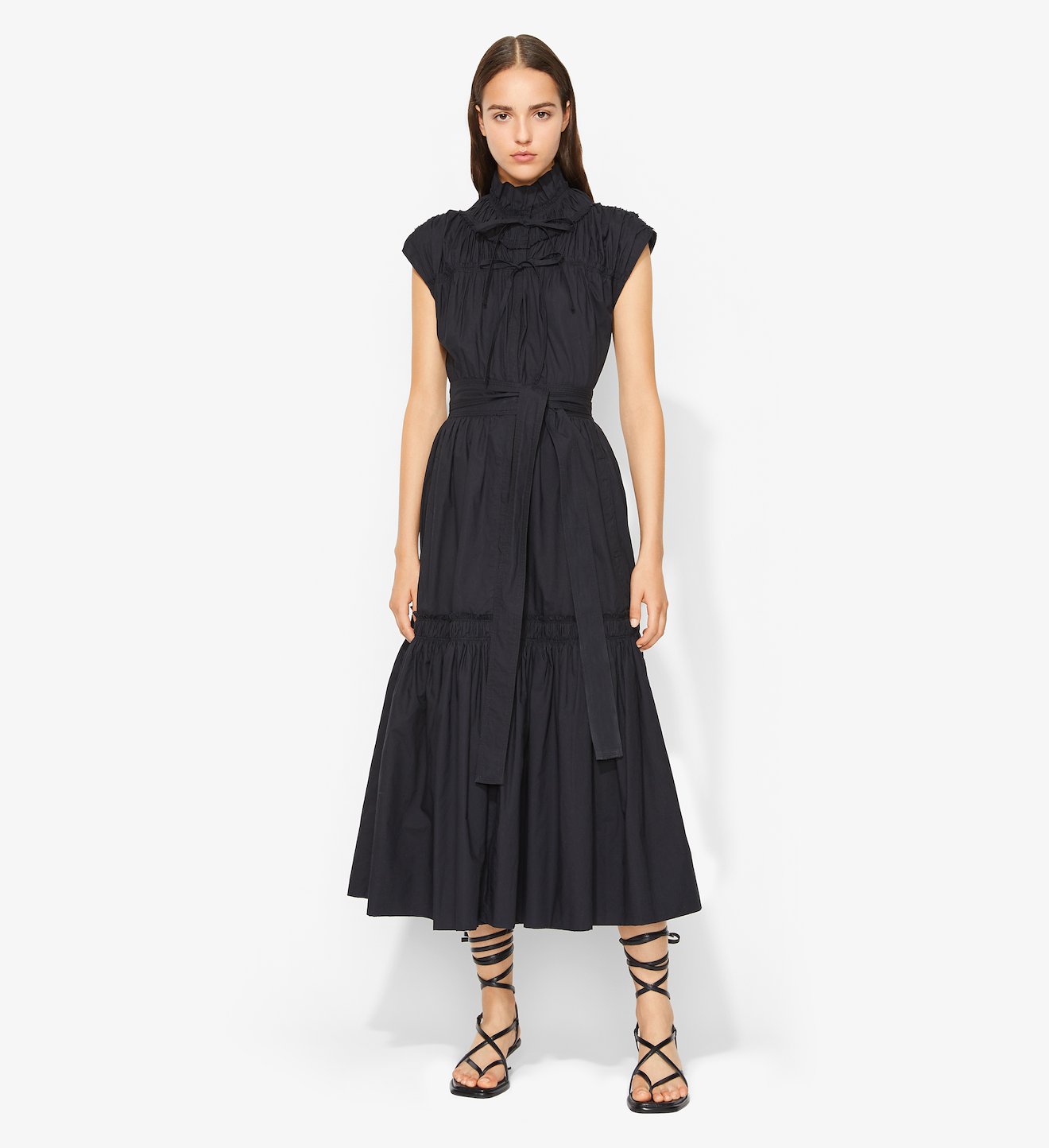 Poplin Gathered Tiered Dress