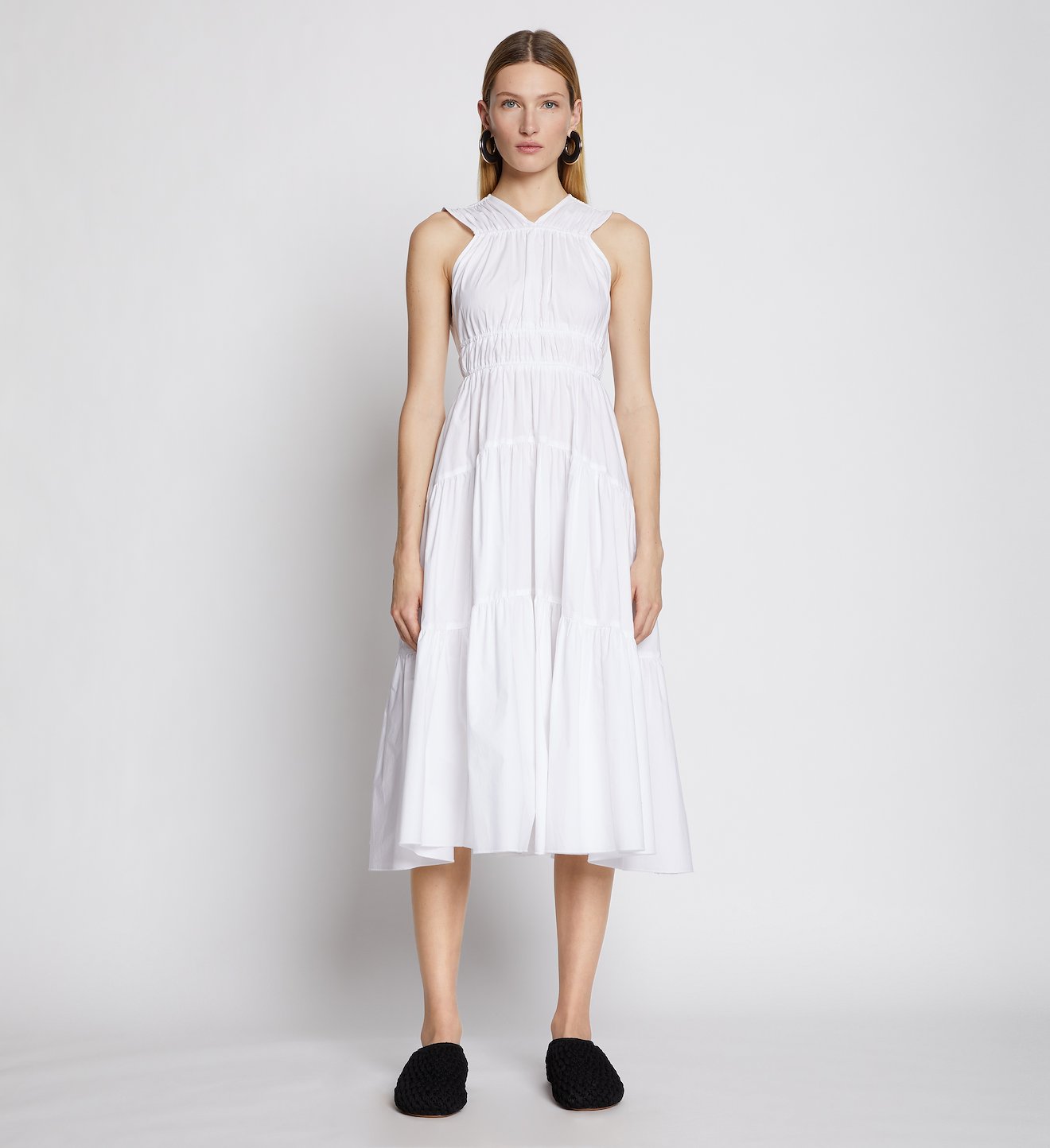 Poplin Gathered Tiered Dress