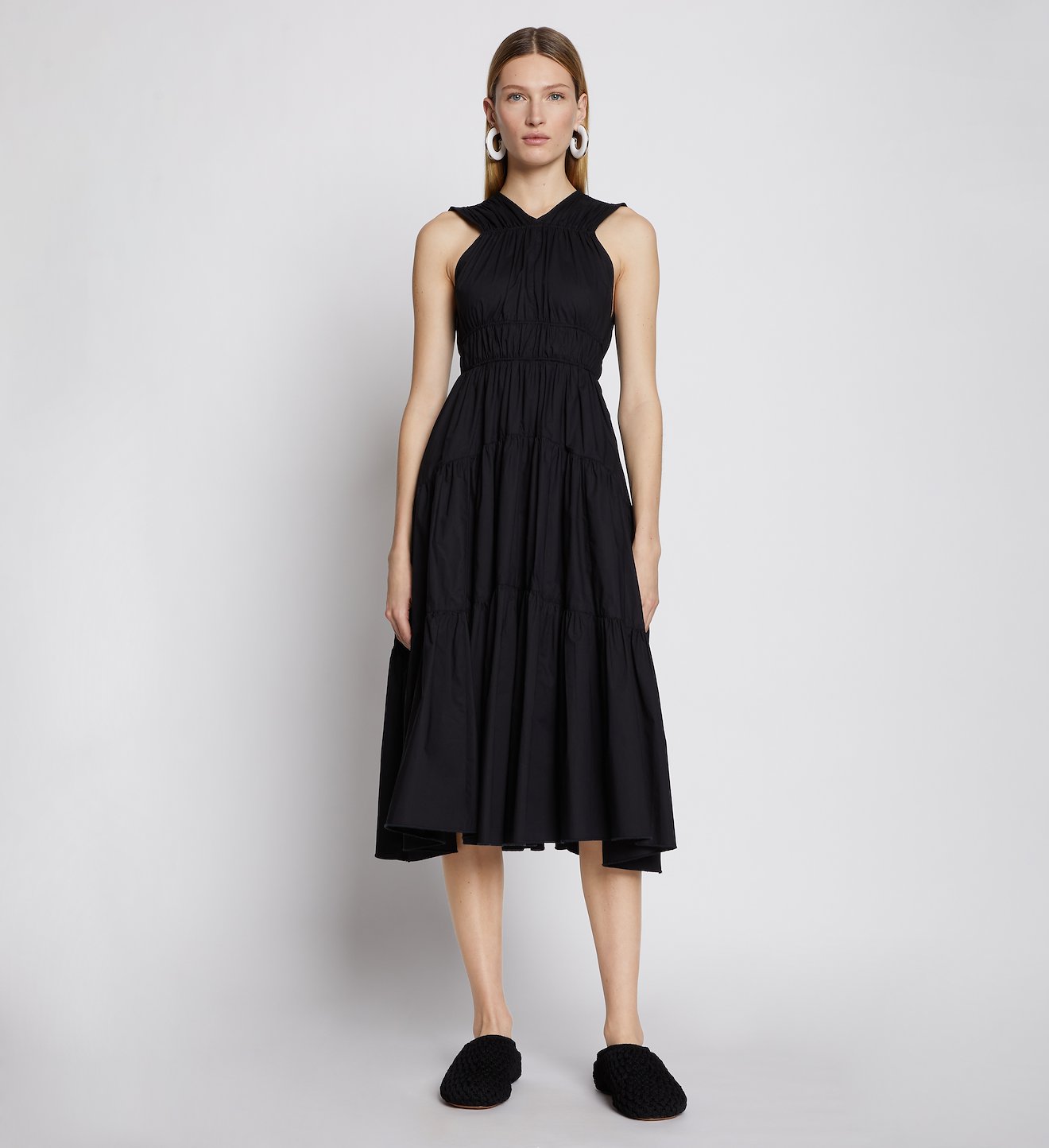 Poplin Gathered Tiered Dress