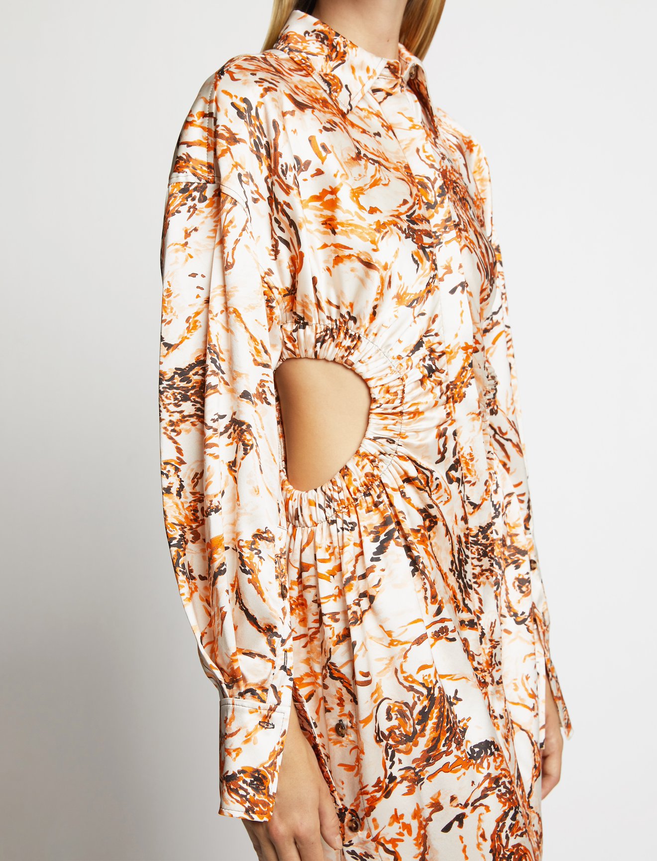Printed Figures Satin Cut Out Dress #3