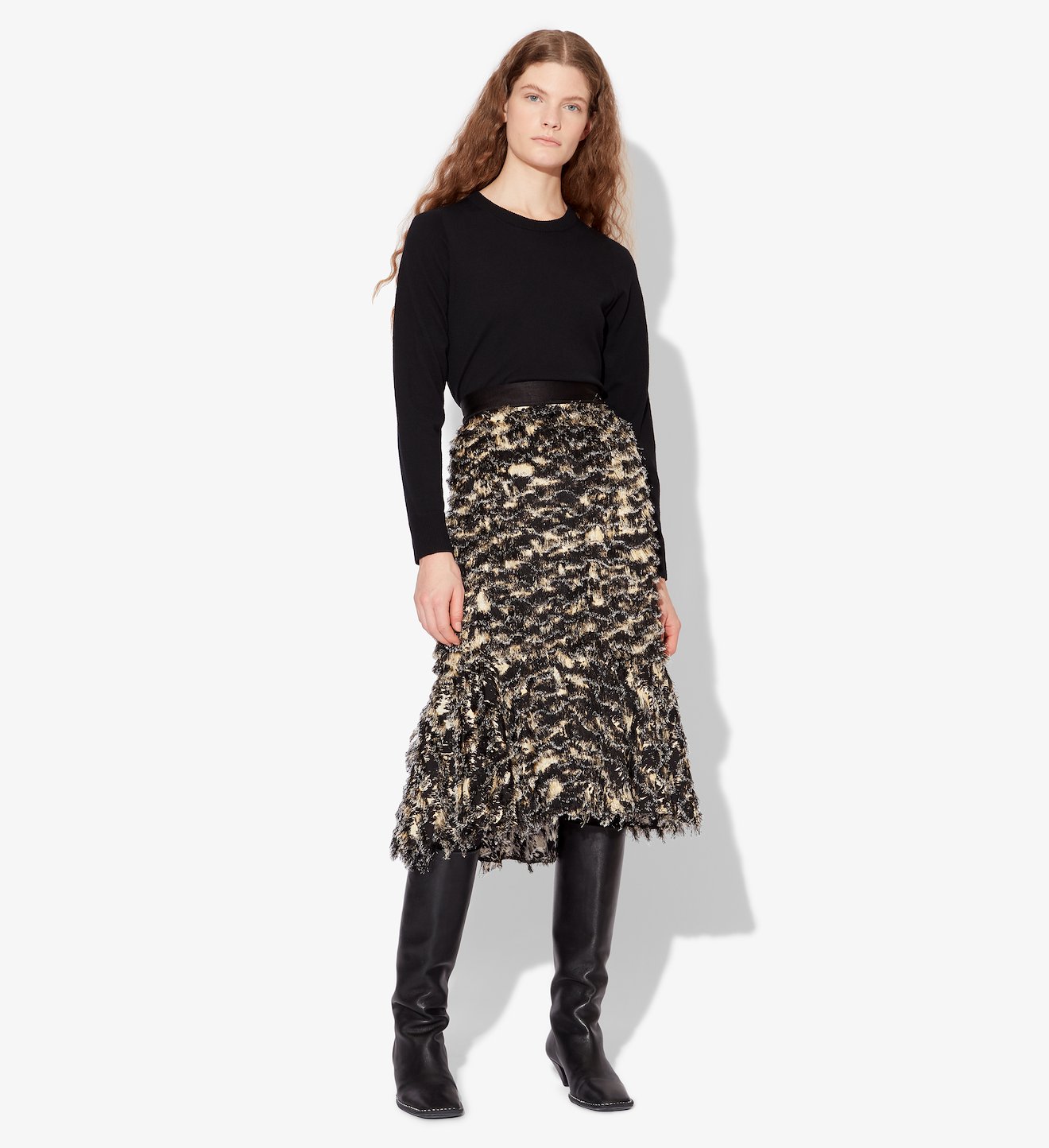 Printed Fil Coupe Fluted Skirt