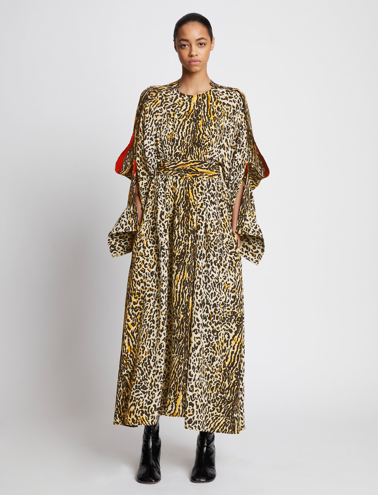 Printed Leopard Crepe Belted Dress #5