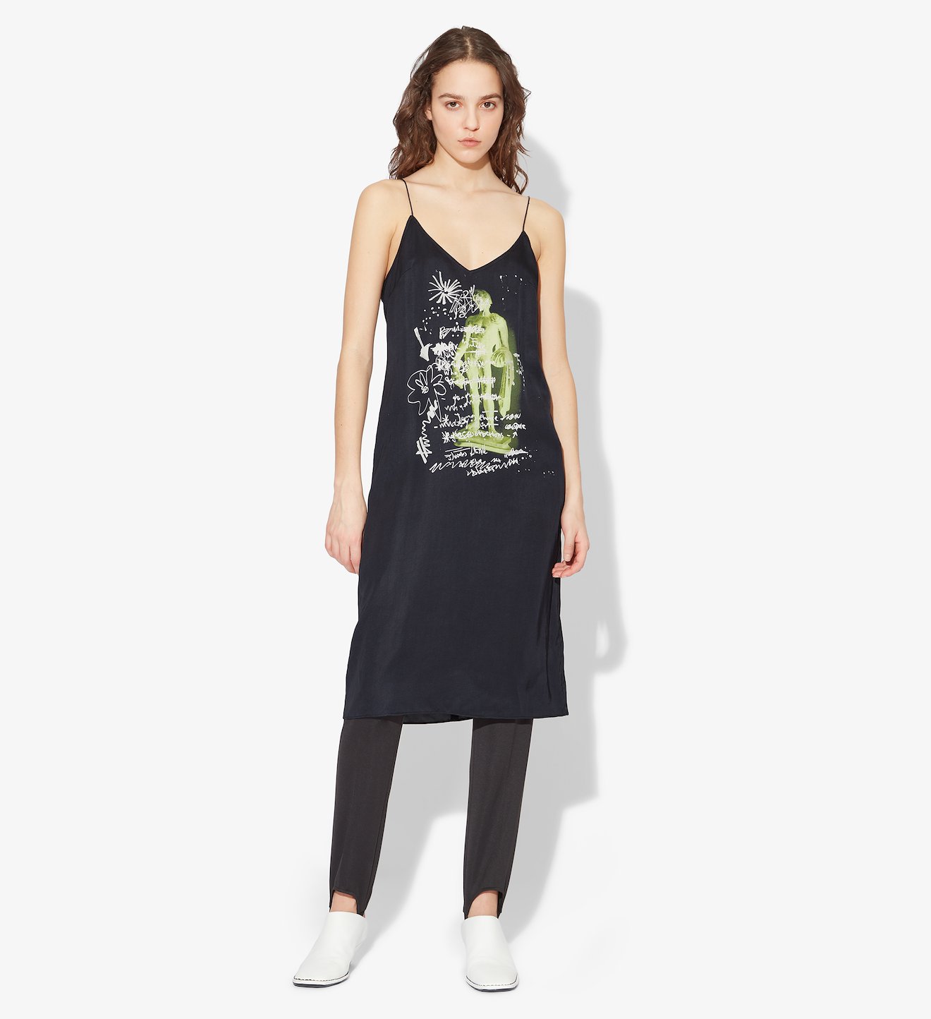 Printed Sketch Slip Dress