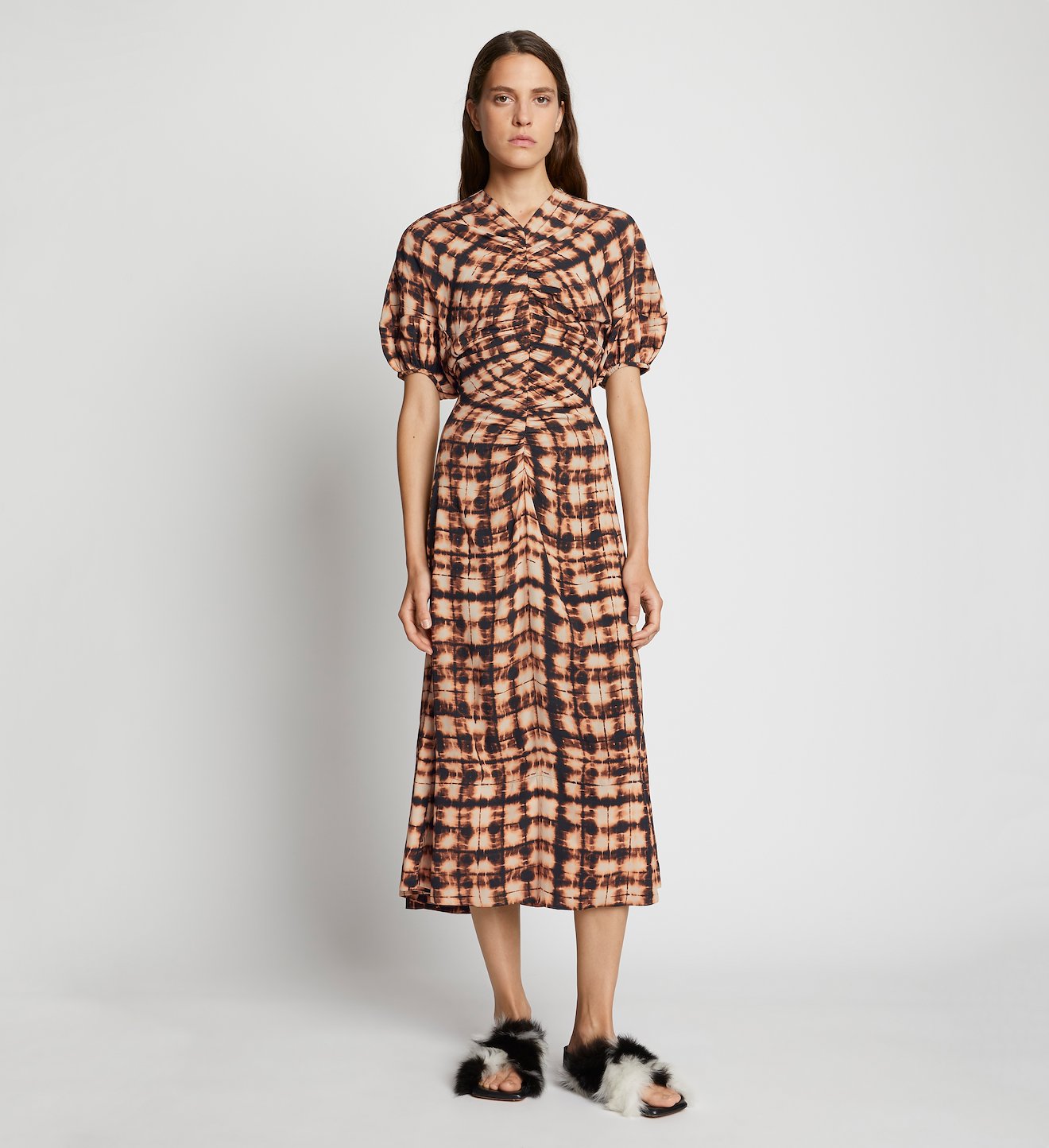Printed Tie Dye Gathered Dress