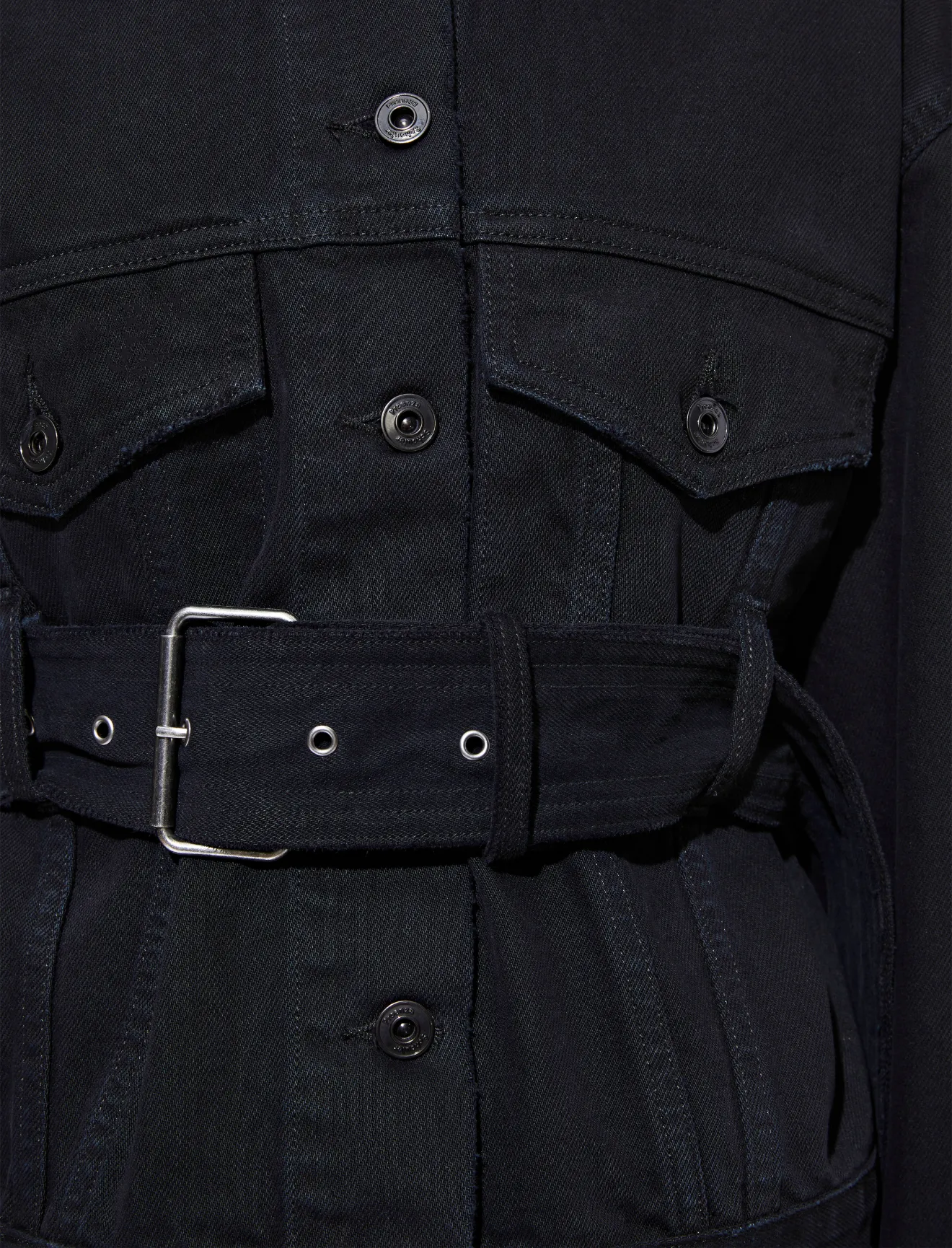 long belted jean jacket