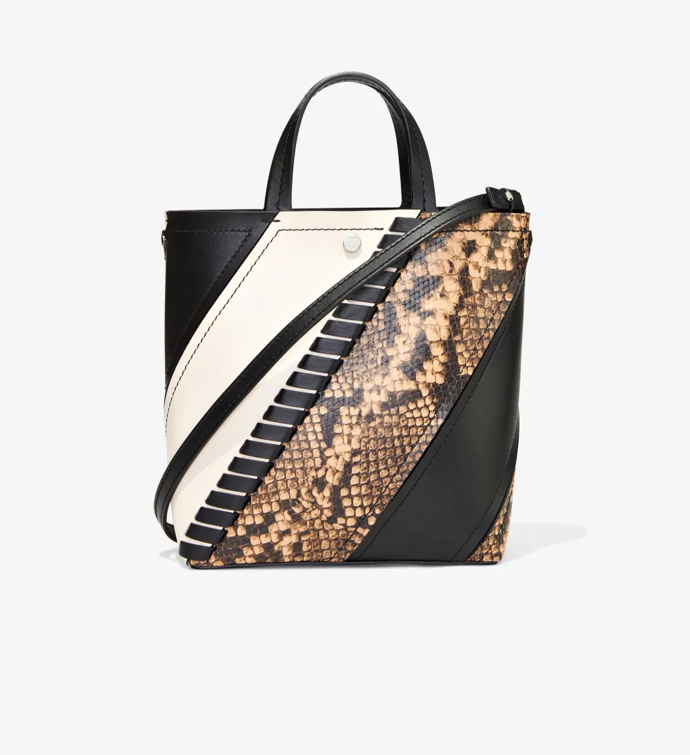 Python-Embossed Small Hex Tote