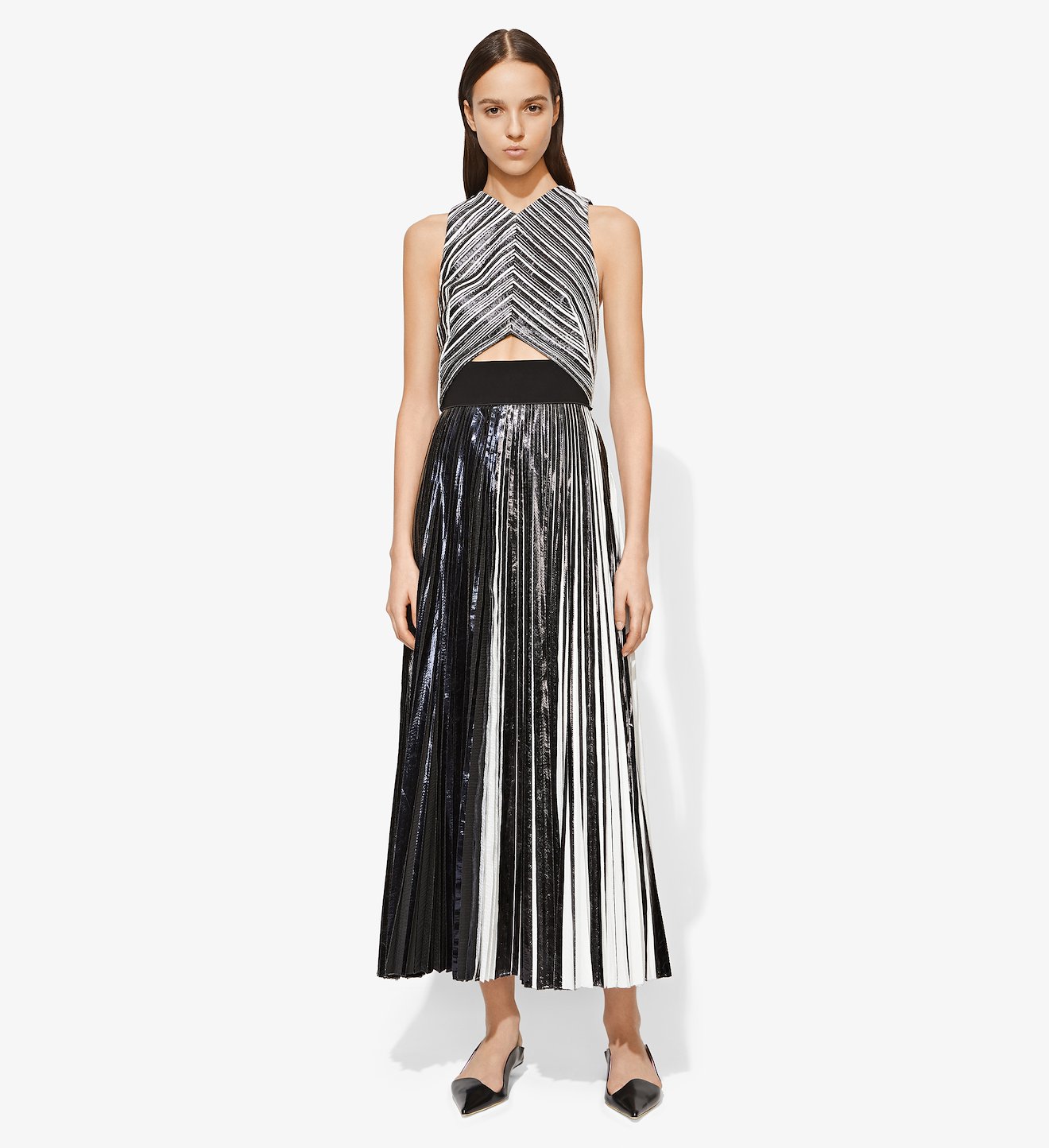 Re Edition Pleated Foil Dress