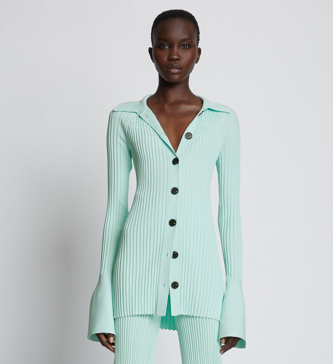 Rib Knit Collared Cardigan