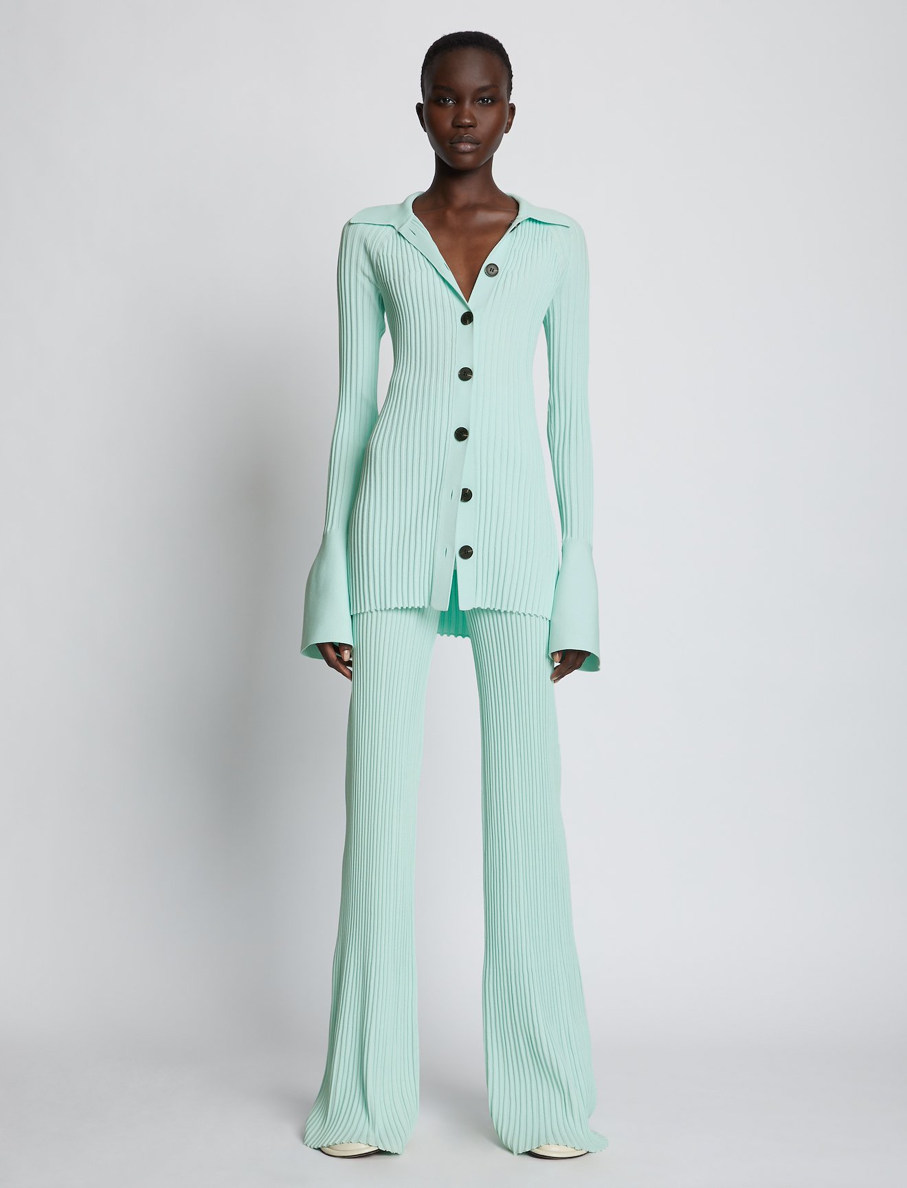 Rib Knit Collared Cardigan #1