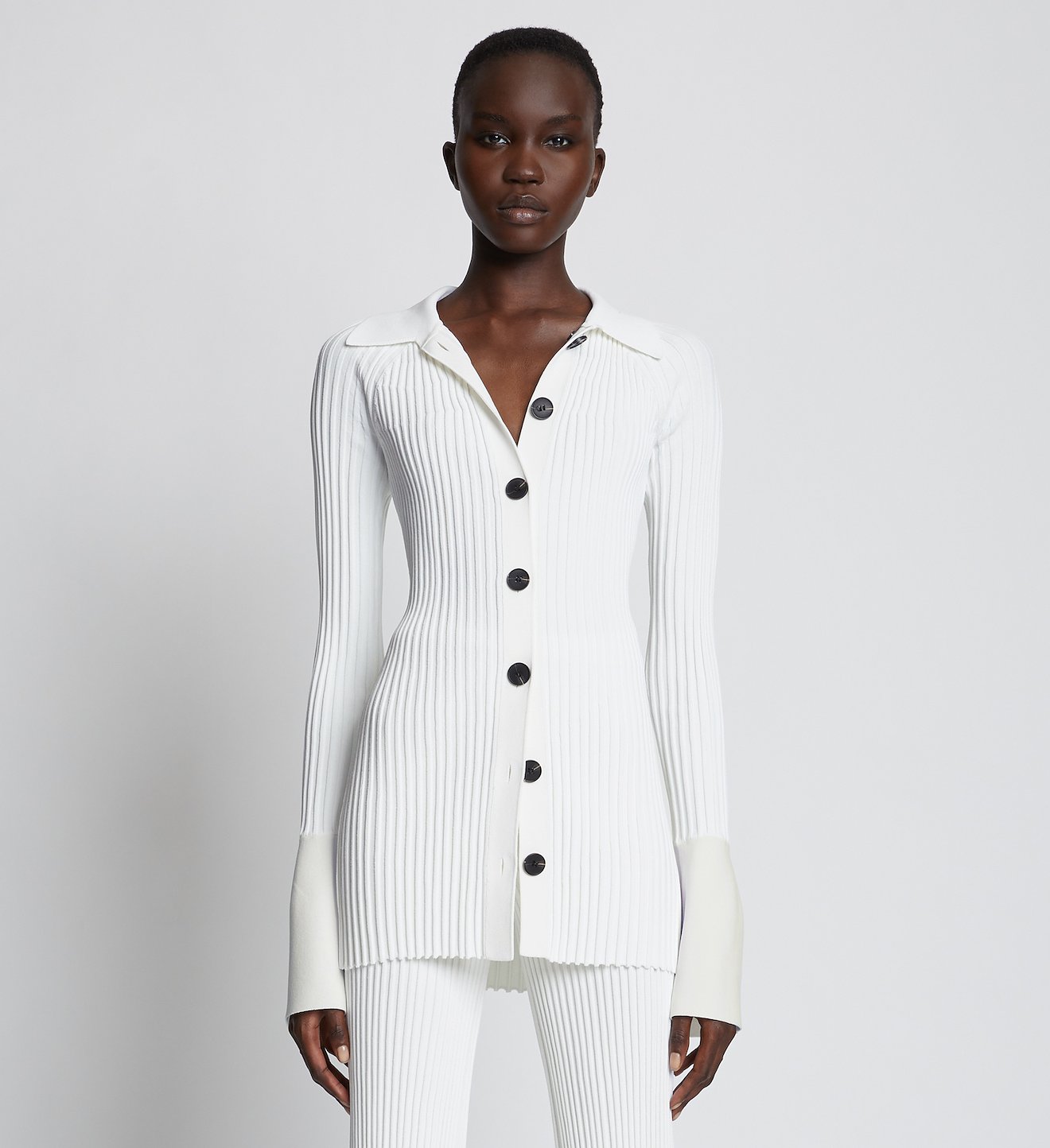 Rib Knit Collared Cardigan