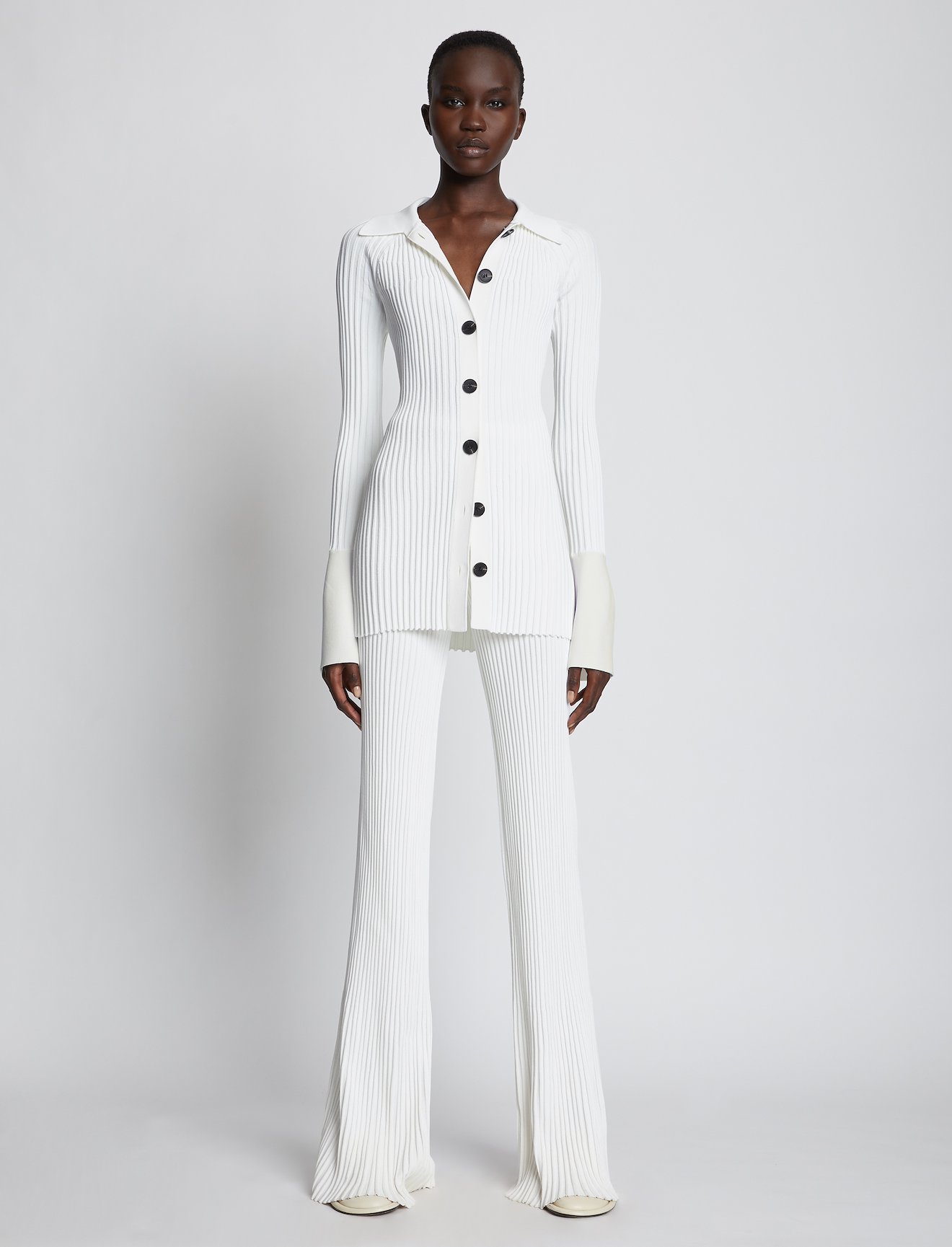 Rib Knit Collared Cardigan #1