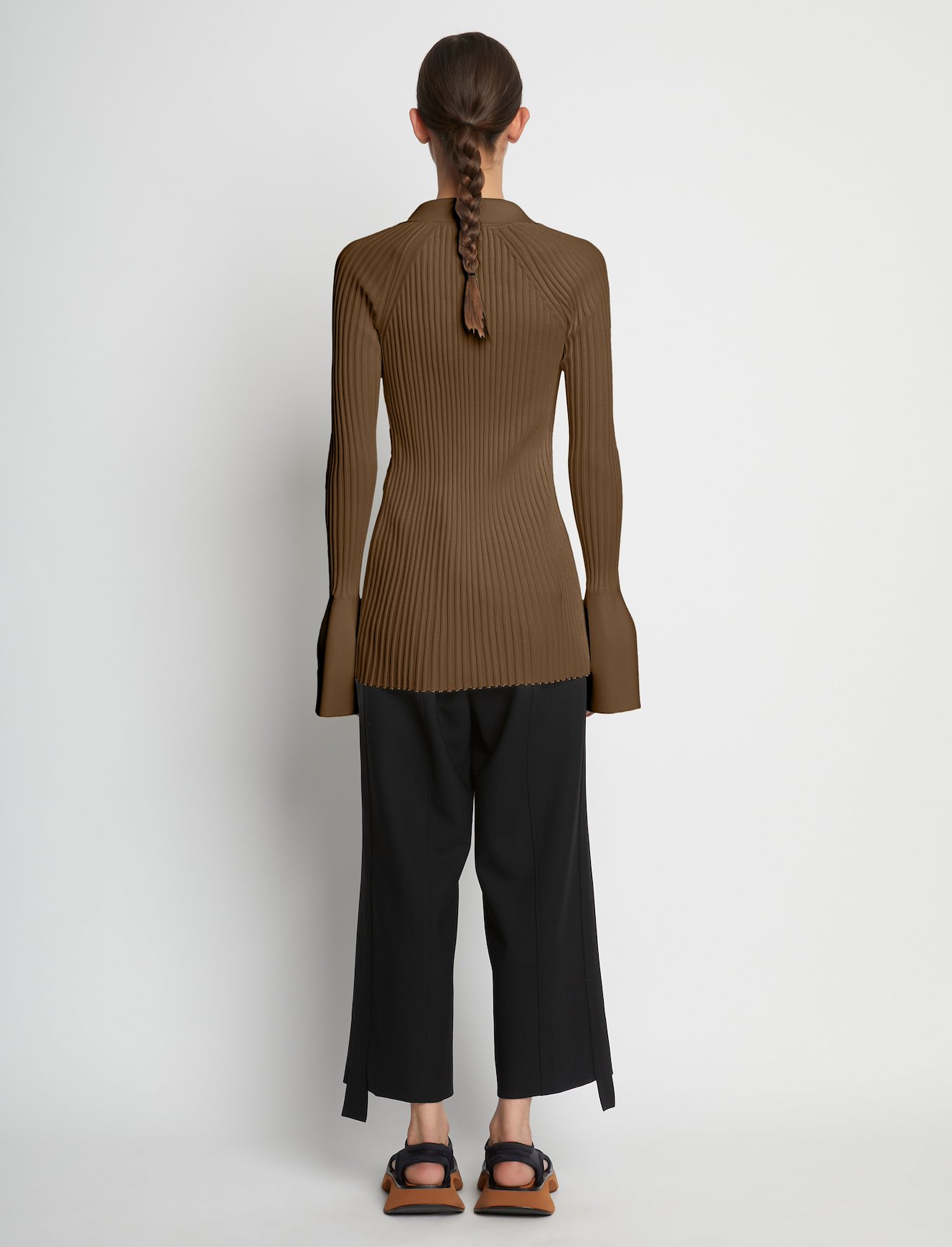 Rib Knit Collared Cardigan #3
