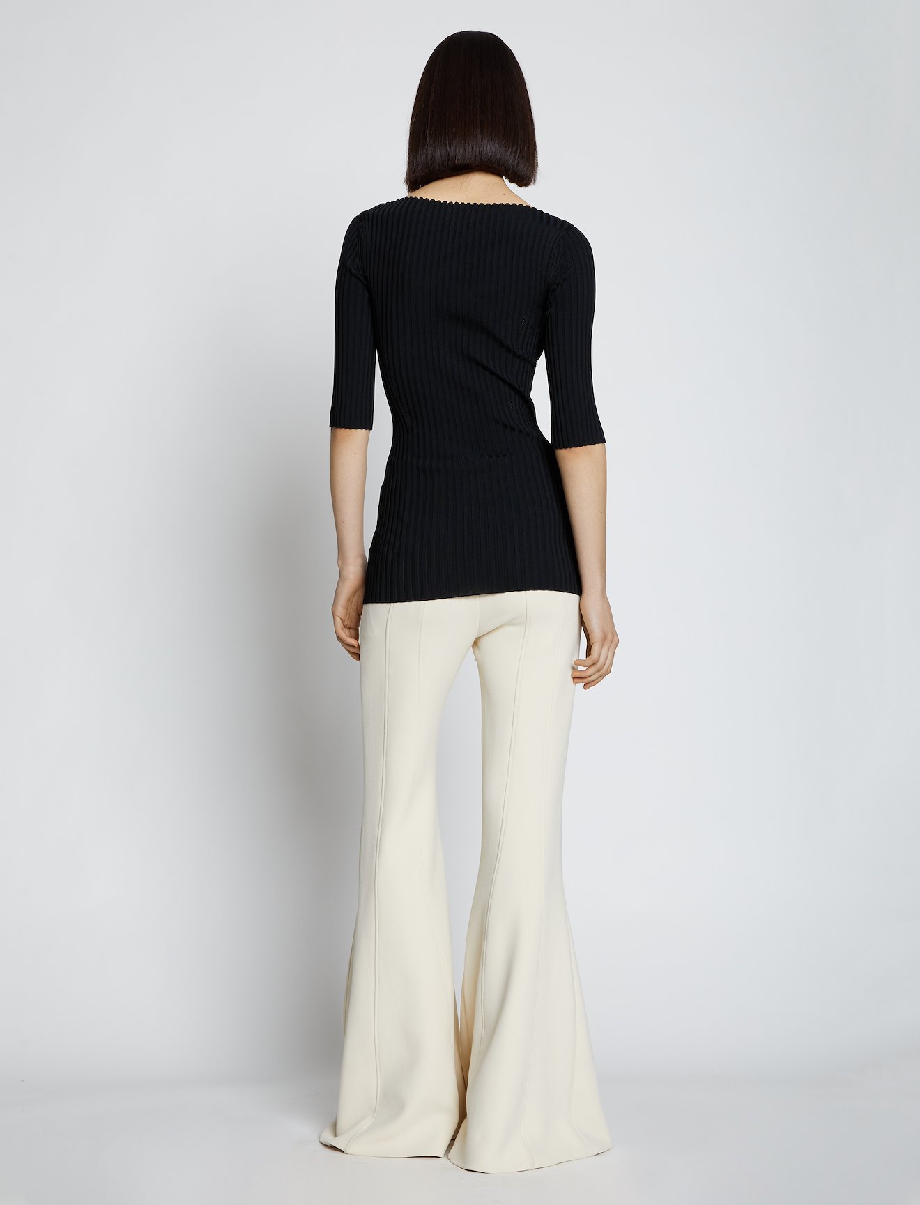 Rib Knit Straight Neck Top #2