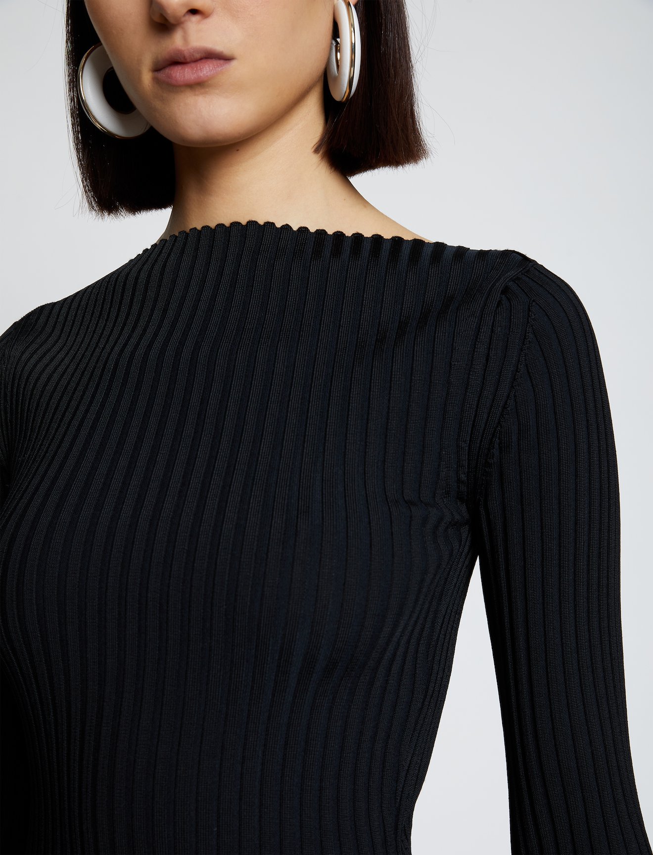 Rib Knit Straight Neck Top #3