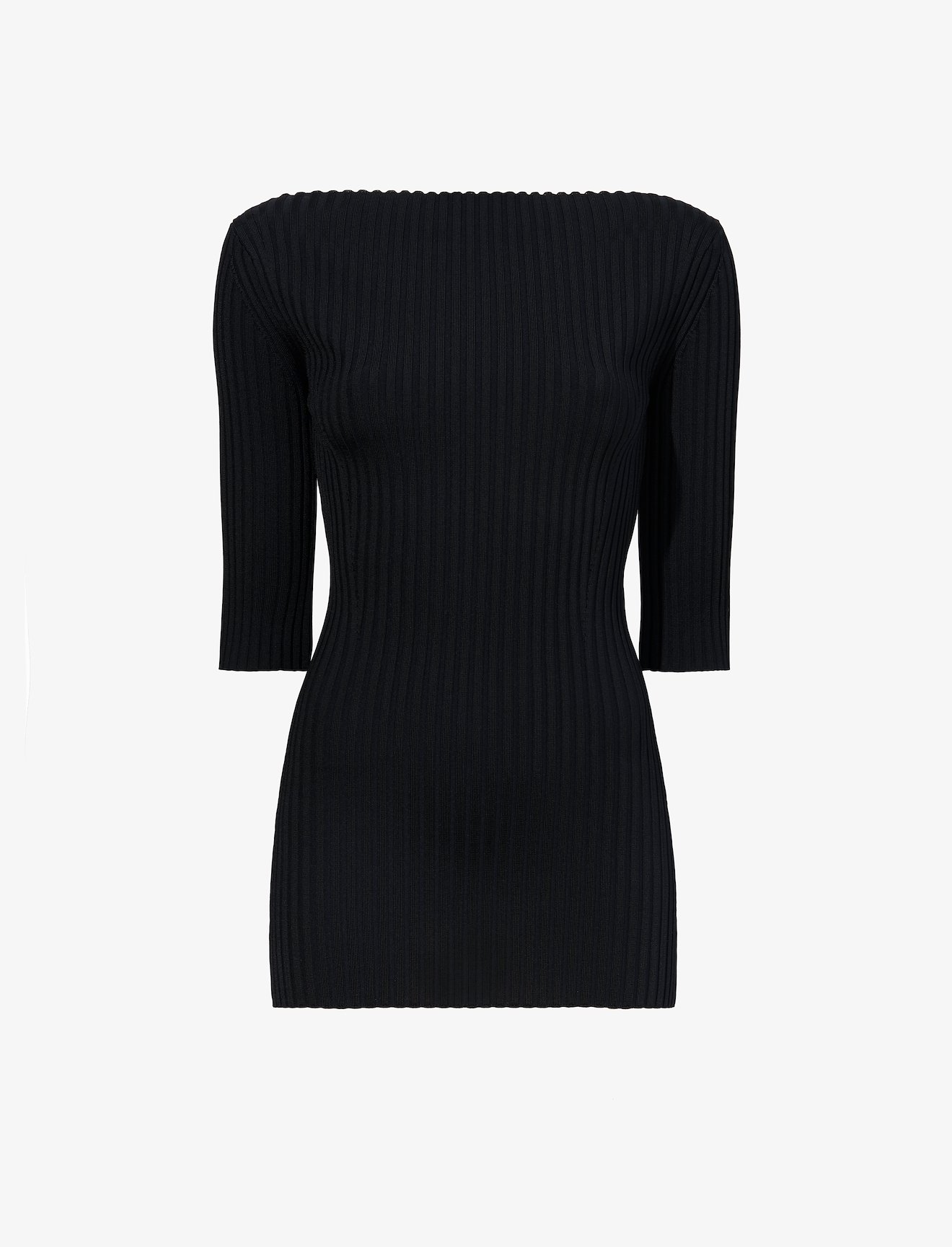 Rib Knit Straight Neck Top #4
