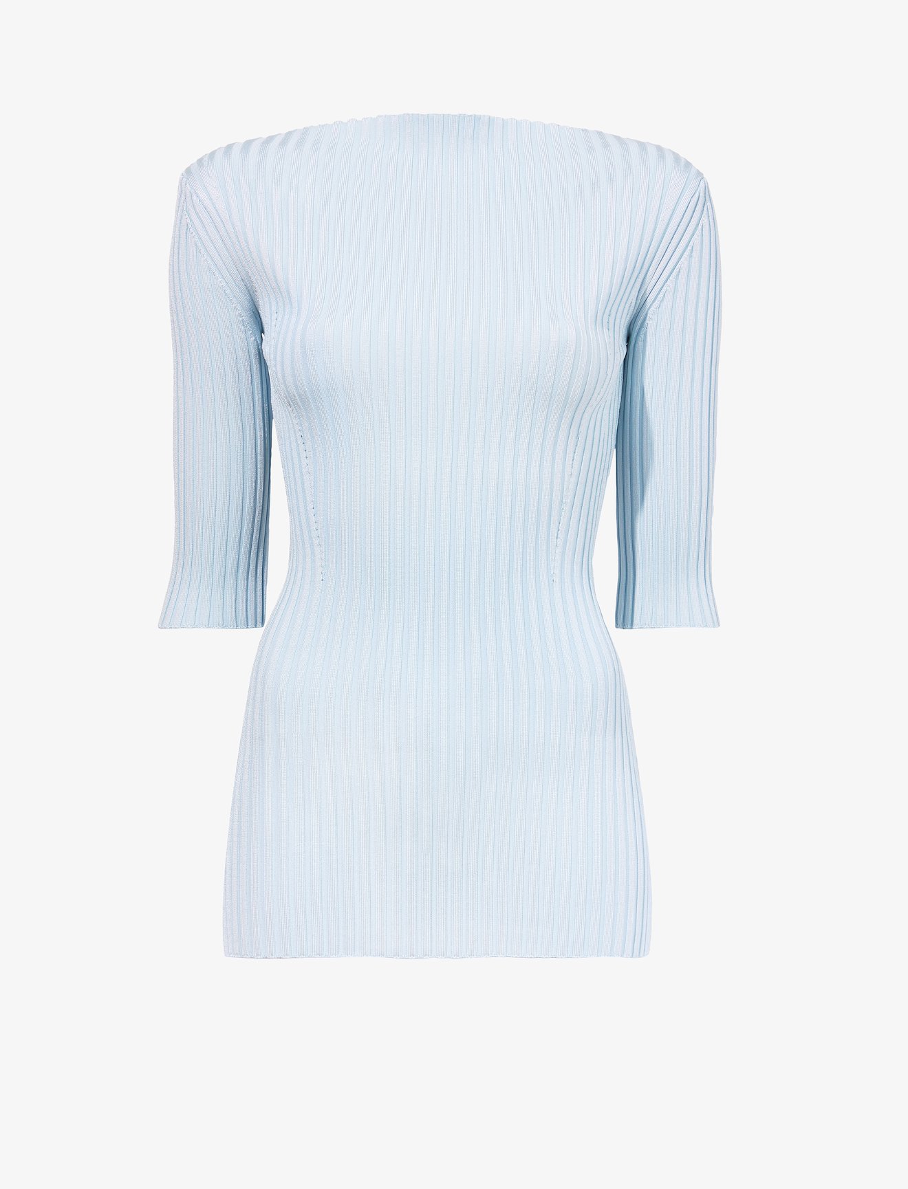 Rib Knit Straight Neck Top #4