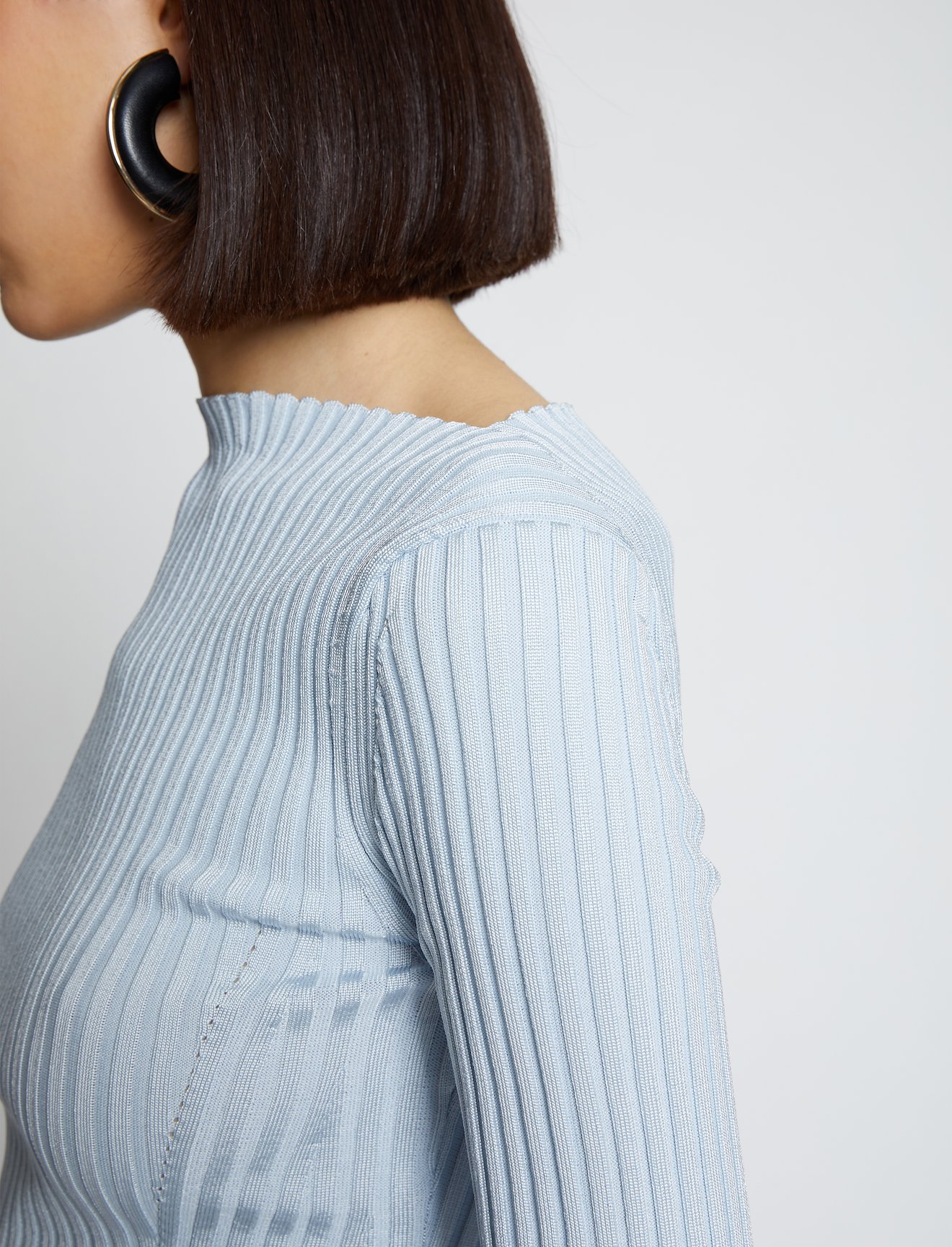 Rib Knit Straight Neck Top #3