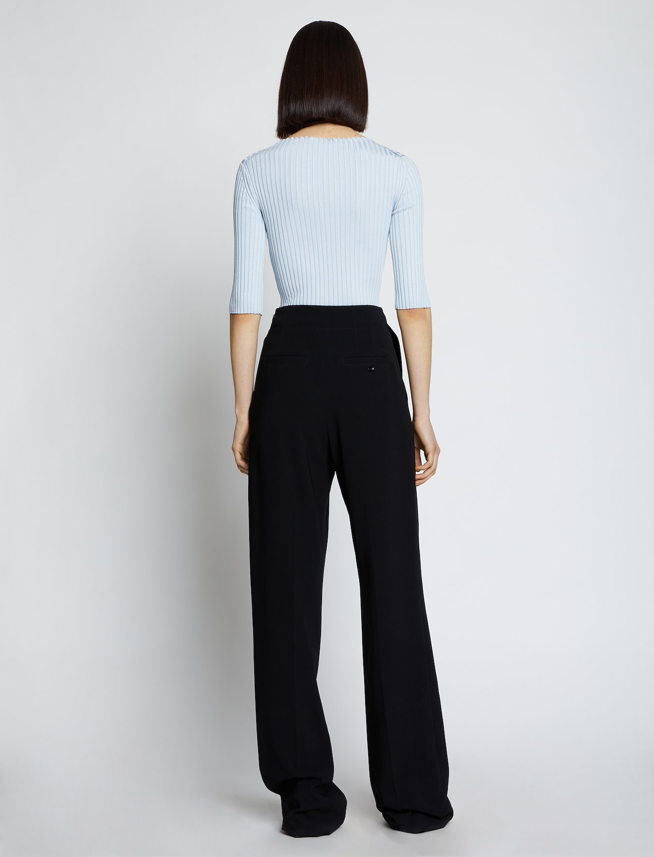 Rib Knit Straight Neck Top #2