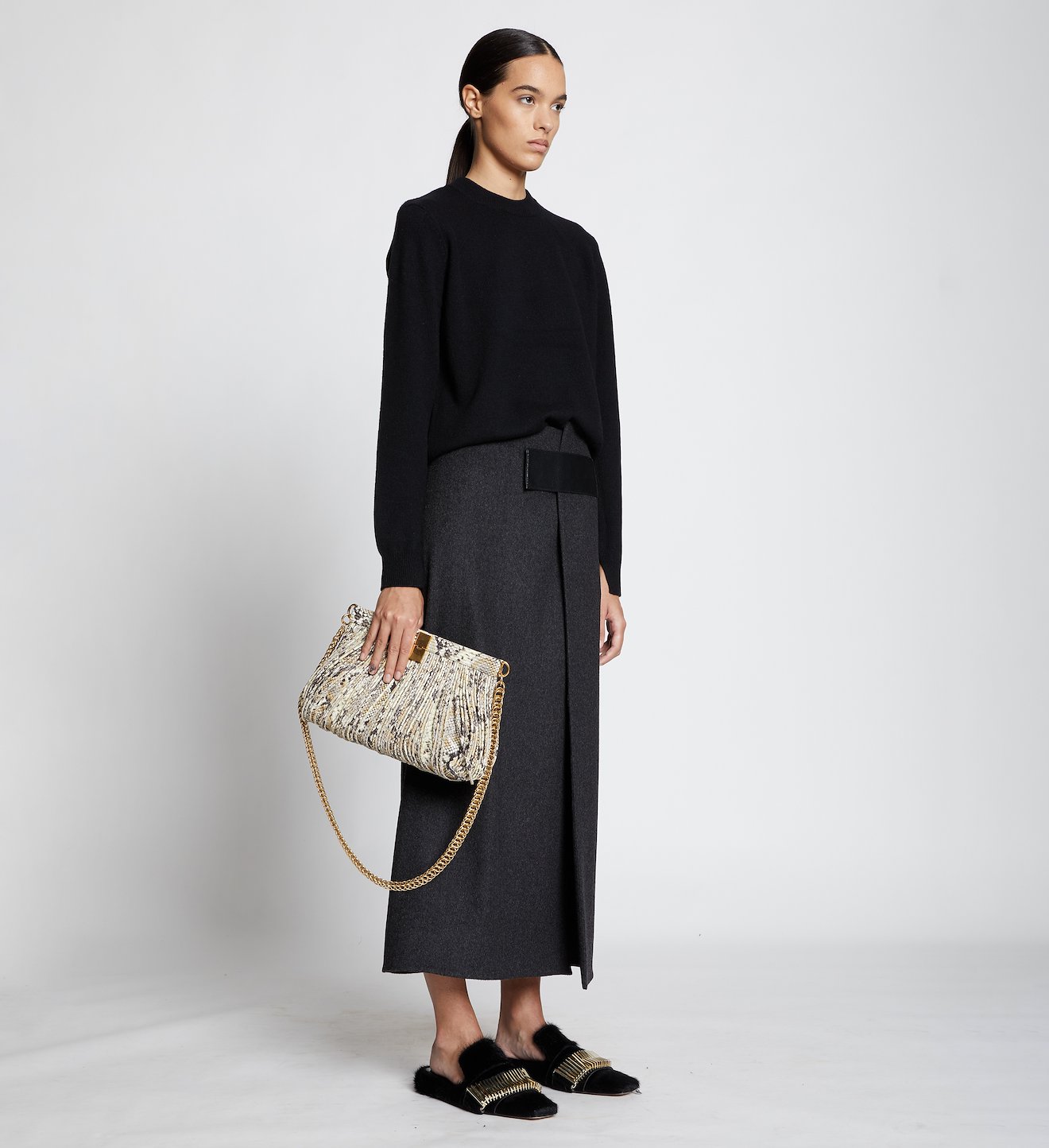 Rolo Frame Clutch Printed Snake