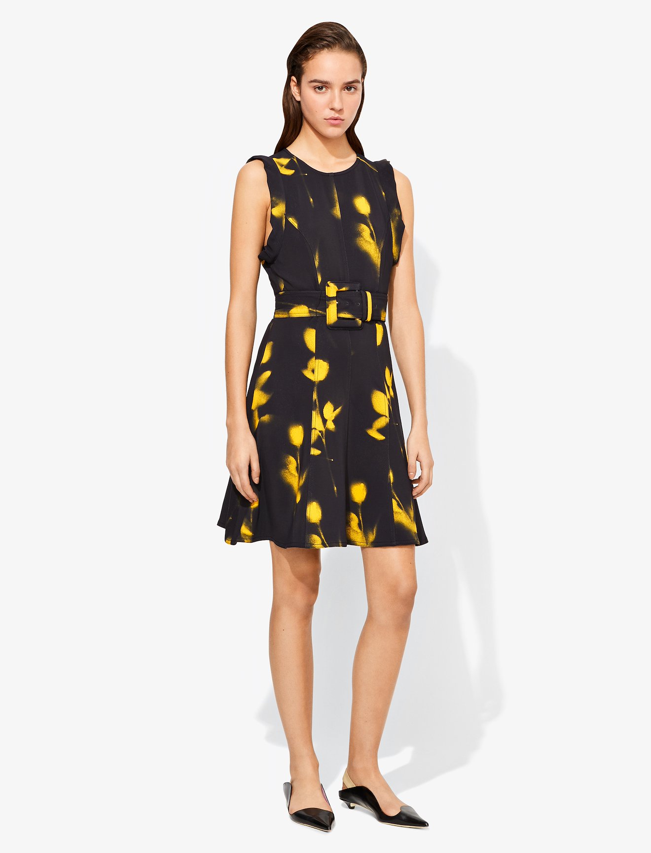 Rose Imprint Belted Dress #1