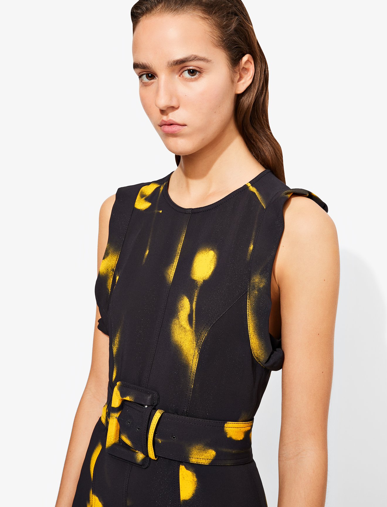 Rose Imprint Belted Dress #3