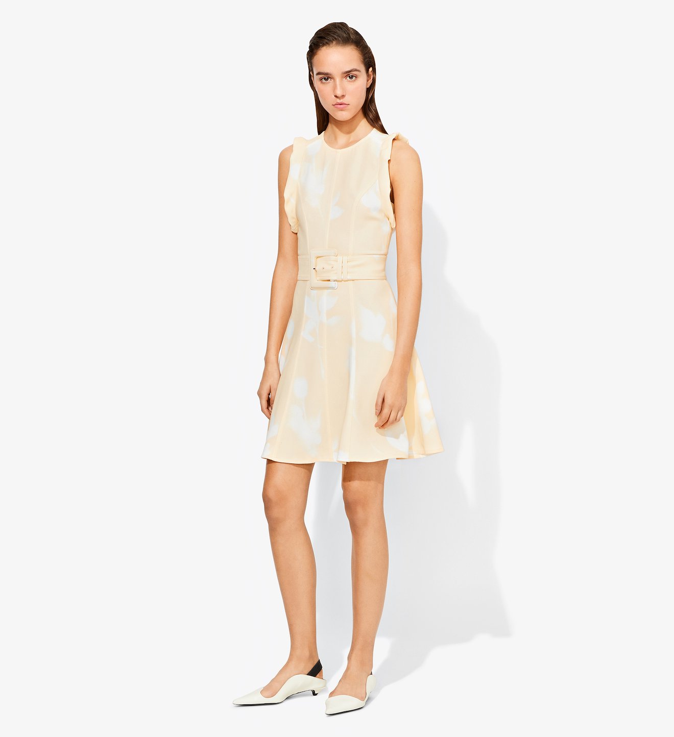 Rose Imprint Belted Dress