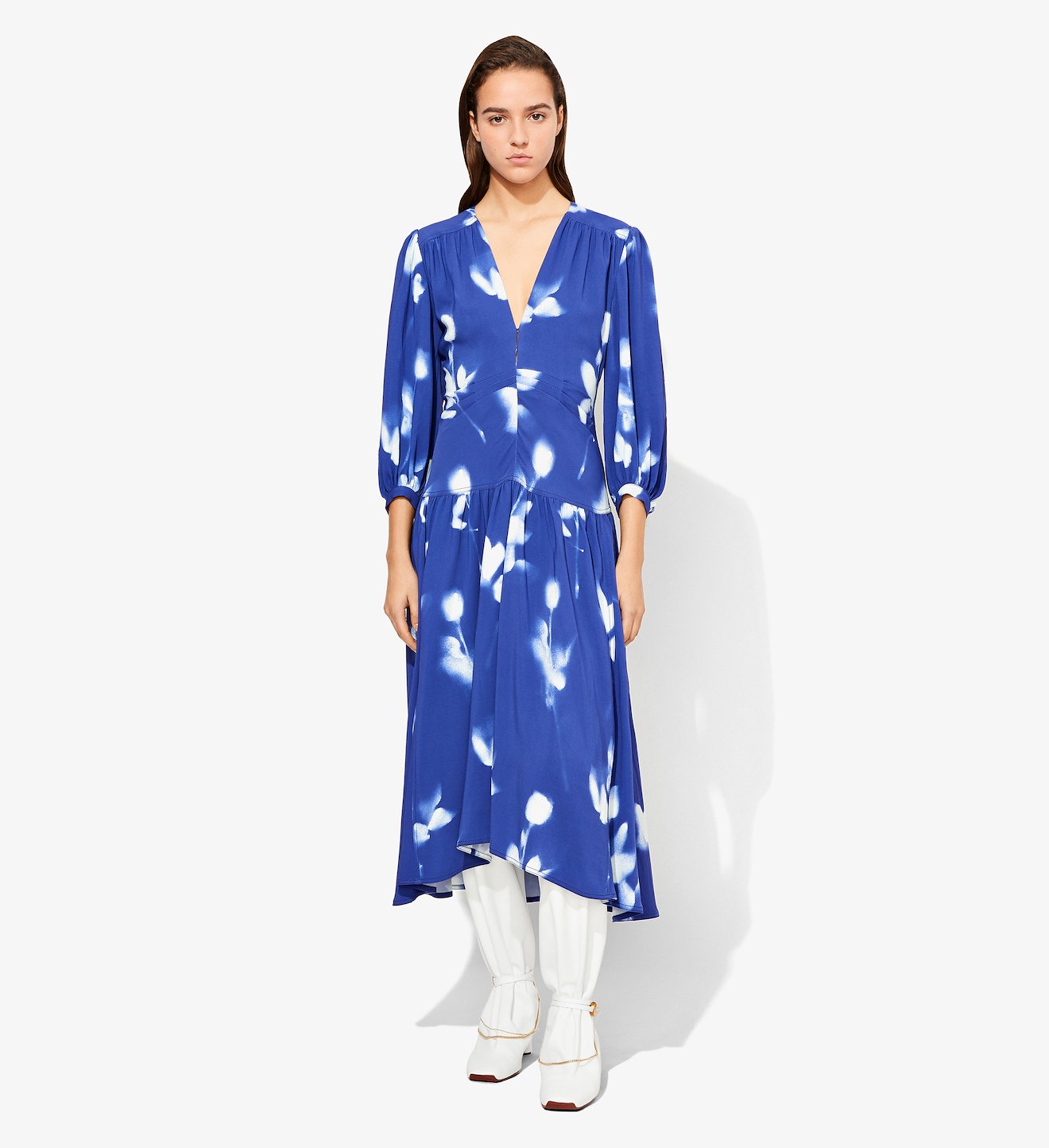 Rose Imprint Long Sleeve Dress
