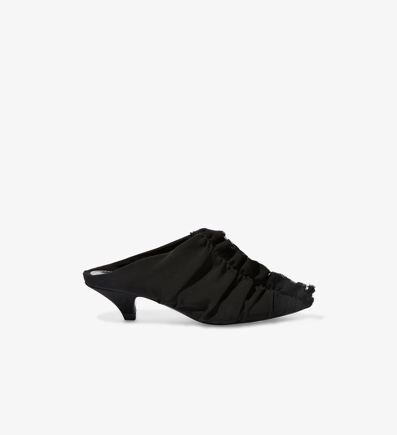 Ruched Kitten Heel Mules