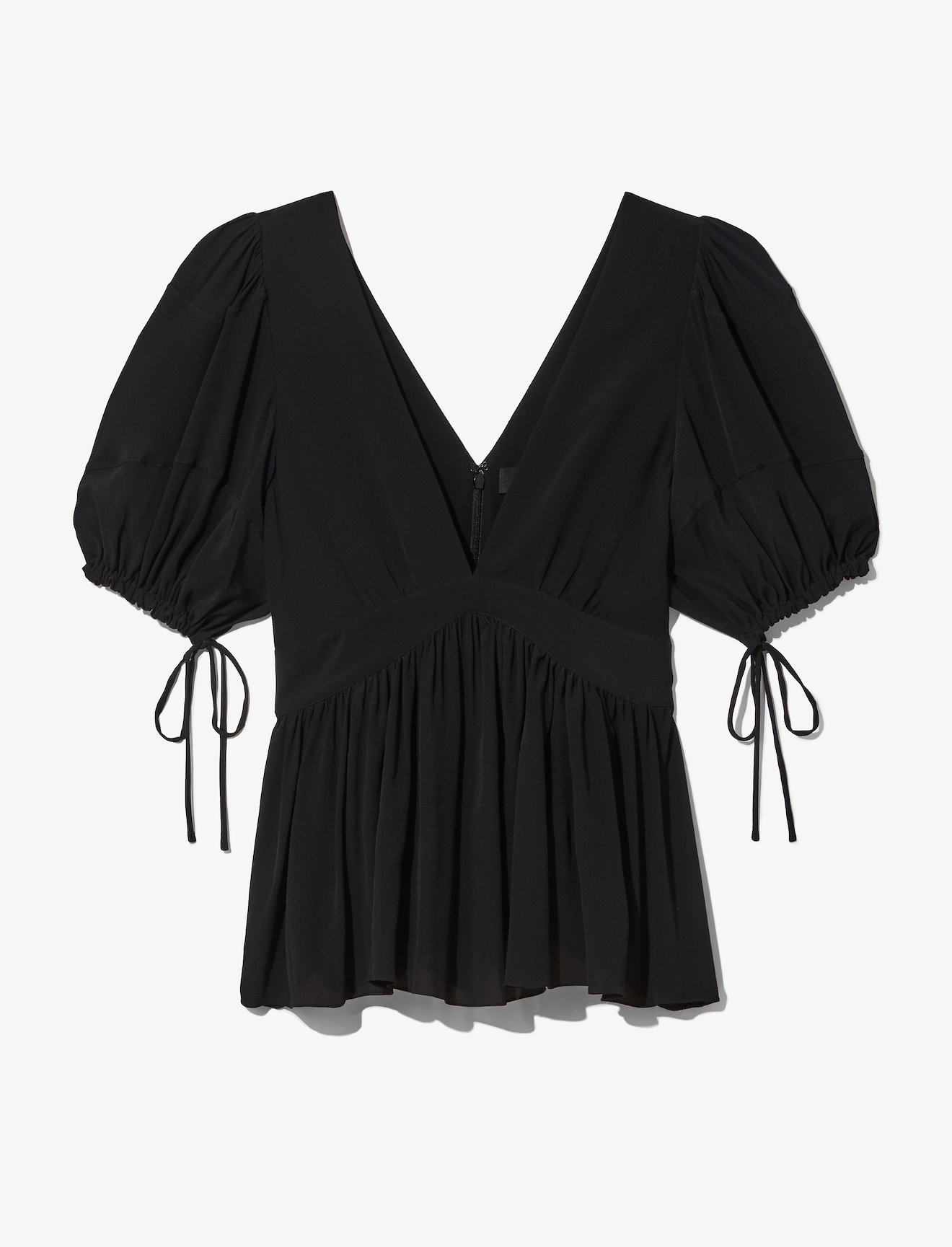 Ruched Tie Puff Sleeve Top #4