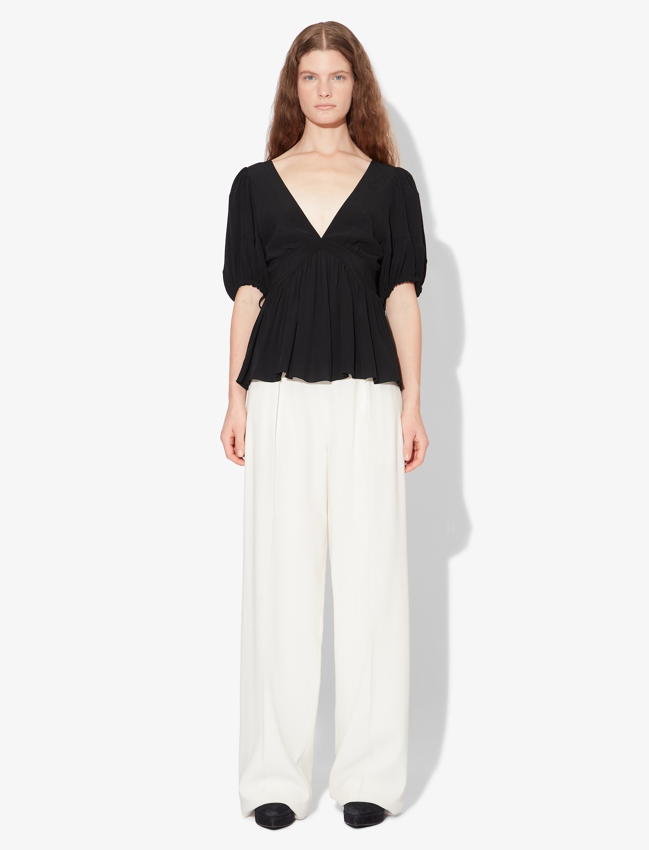 Proenza Schouler - Ruched Tie Puff Sleeve Top | Official Site